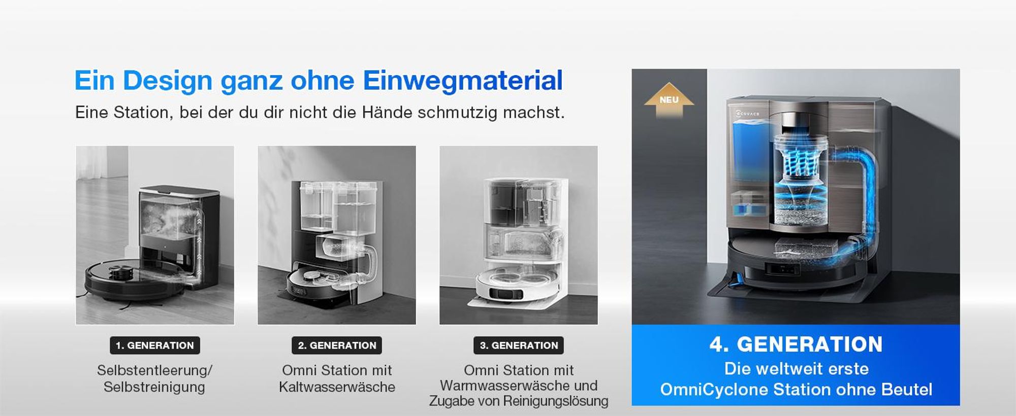ECOVACS Deebot X11 Omni Cyclone Saugroboter mit Wischfunktion, Staubsauger Roboter mit Blast + 19.500 Pa, PureCyclone 2.0 Auto-Entleerung