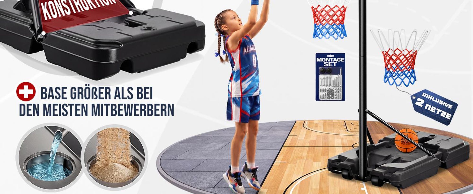 SPORTANA Basketballkorb Outdoor höhenverstellbar 135 -305 cm stabil