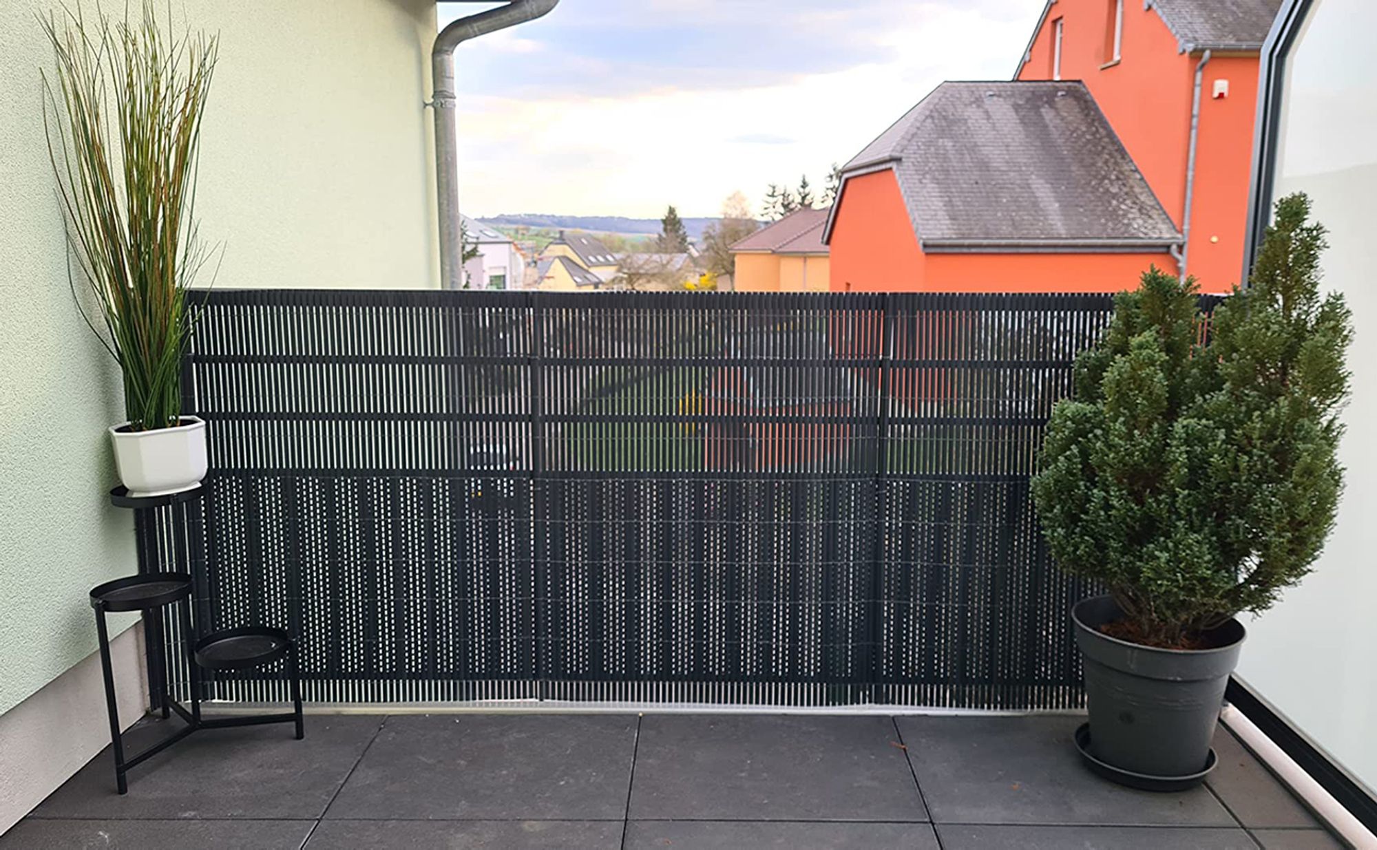 Sekey PVC Sichtschutzmatte 80x300 cm Doppelte Verstärkung Innen, Balkon Sichtschutz Garten, Anthrazit