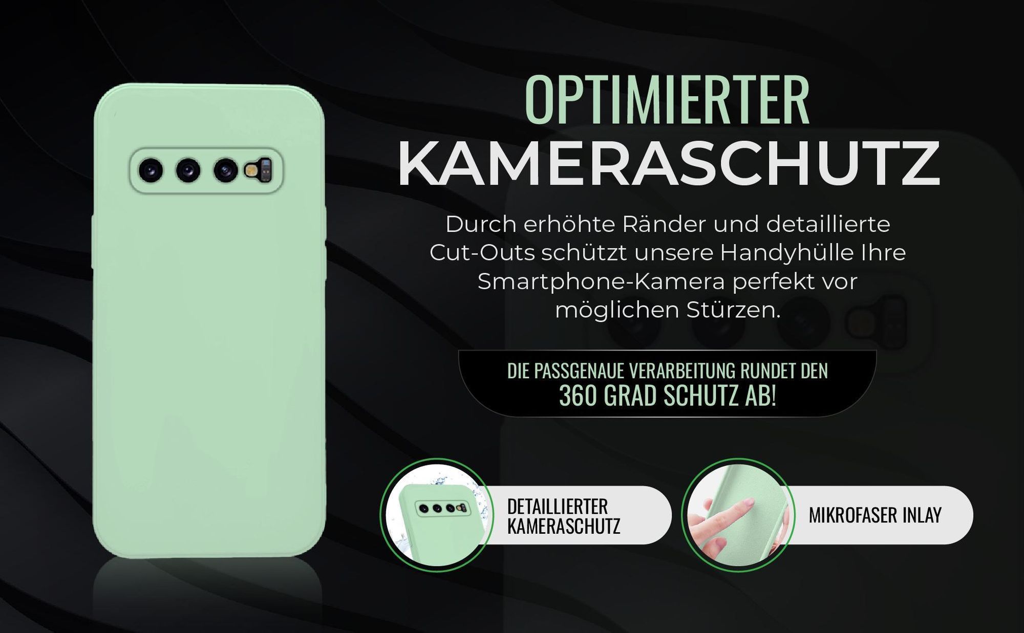 Handyhülle in Türkis für Samsung Galaxy S10 in detailliertem Kamera Cutout
