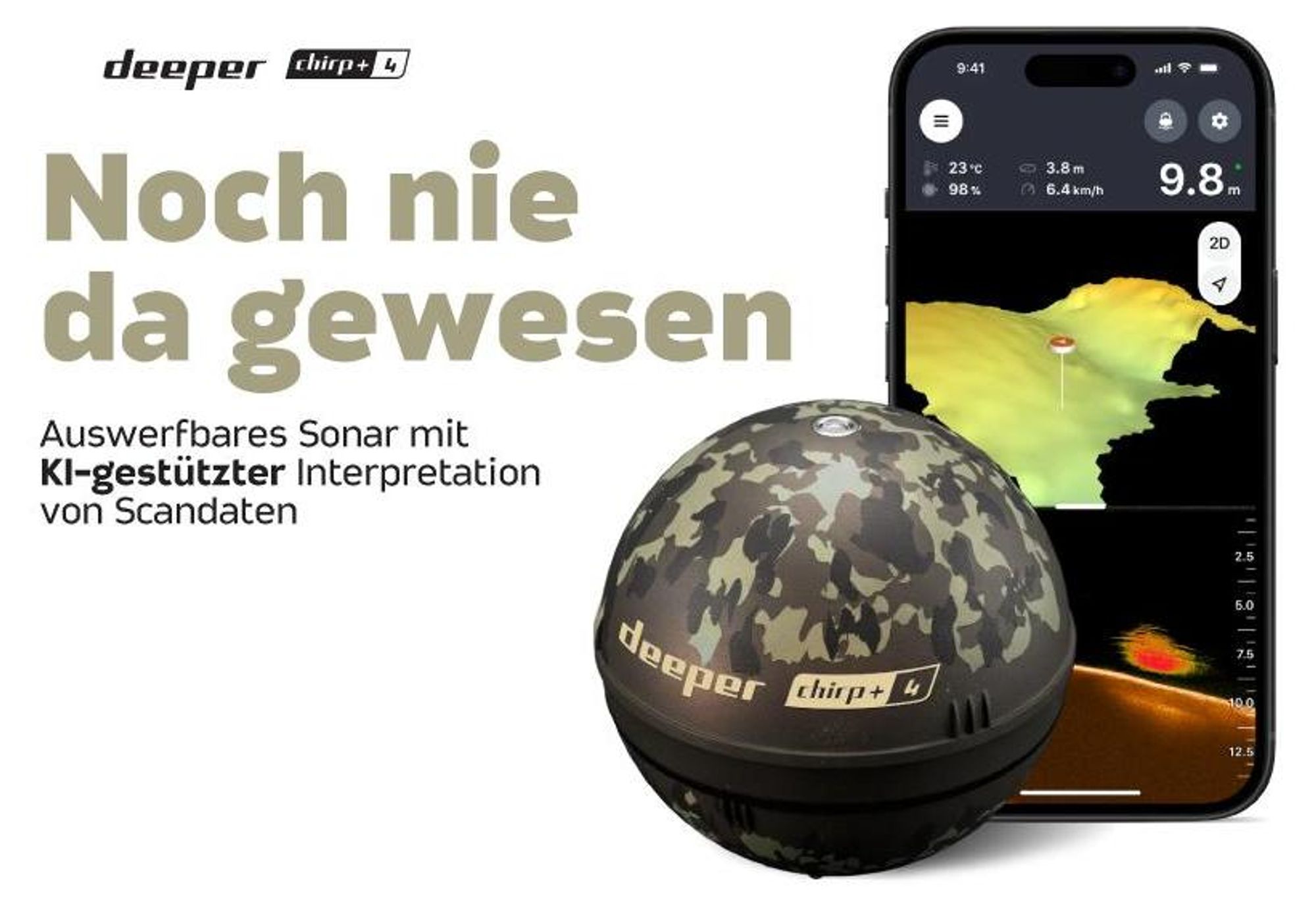 Deeper CHIRP+ 4 KI-Fischfinder mit GPS – Sonar für Boot, Eis & Ufer