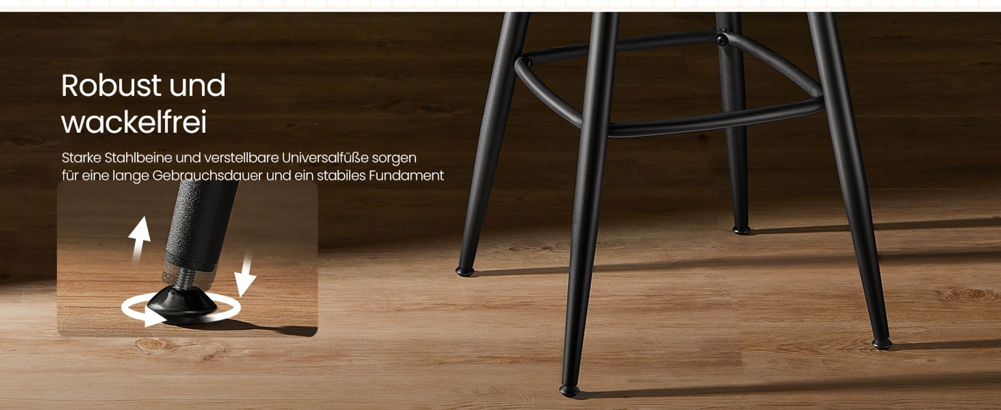 VASAGLE EKHO Kollektion - 360° drehbarer Barhocker, 2er Set, Hocker mit Rückenlehne für Kücheninsel