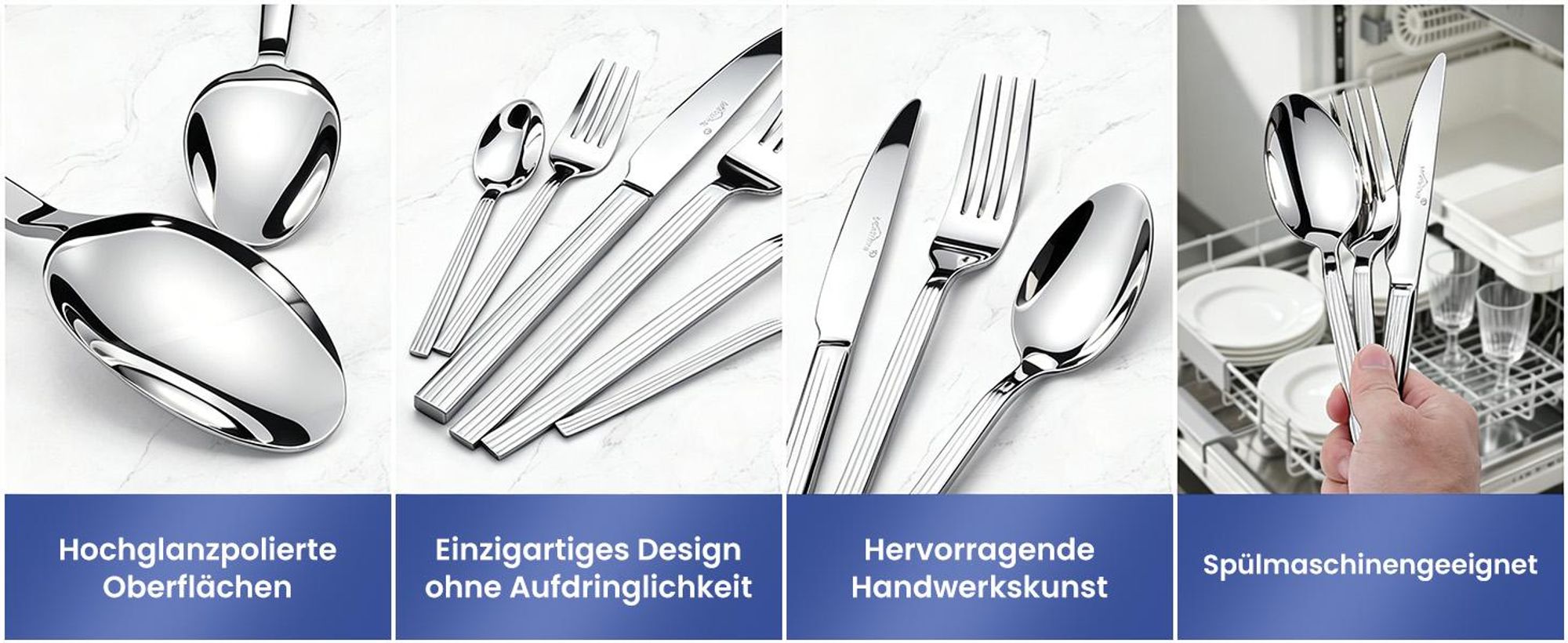 Besteck Set 12 Personen,72-tlg Edelstahl Besteckset,Cutlery Set mit Messer Gabel Löffel,6-tlg Essbesteck HL-G1806