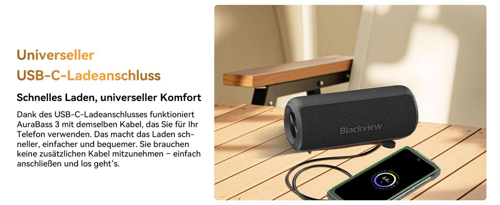 Blackview Aurabass 3 Bluetooth Lautsprecher Bluetooth 5.3 Tragbarer Musikbox Bluetooth Box mit TWS Stereo, Kabelloser für iPhone, galaxy usw, 78 dB