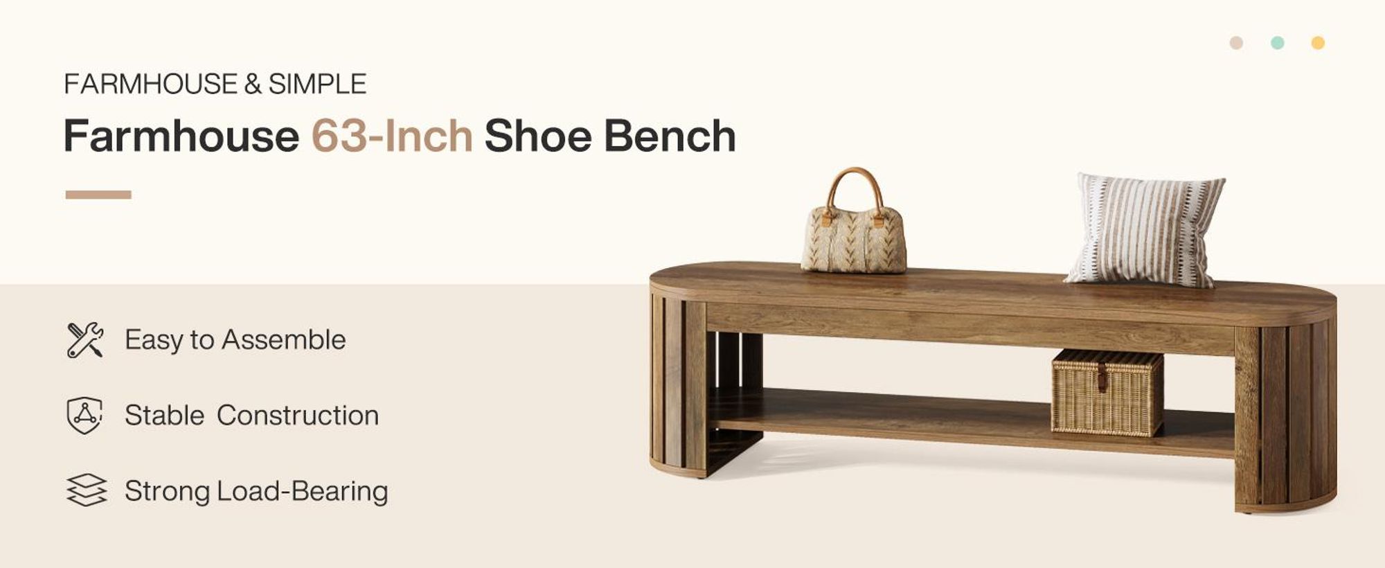 Tribesigns Schuhbank holz, Sitzbank mit gebogenen, vertikalen Lattenbeinen, 160 x 35 x 45 cm, für Eingangsbereich, Schlafzimmer, Wohnzimmer