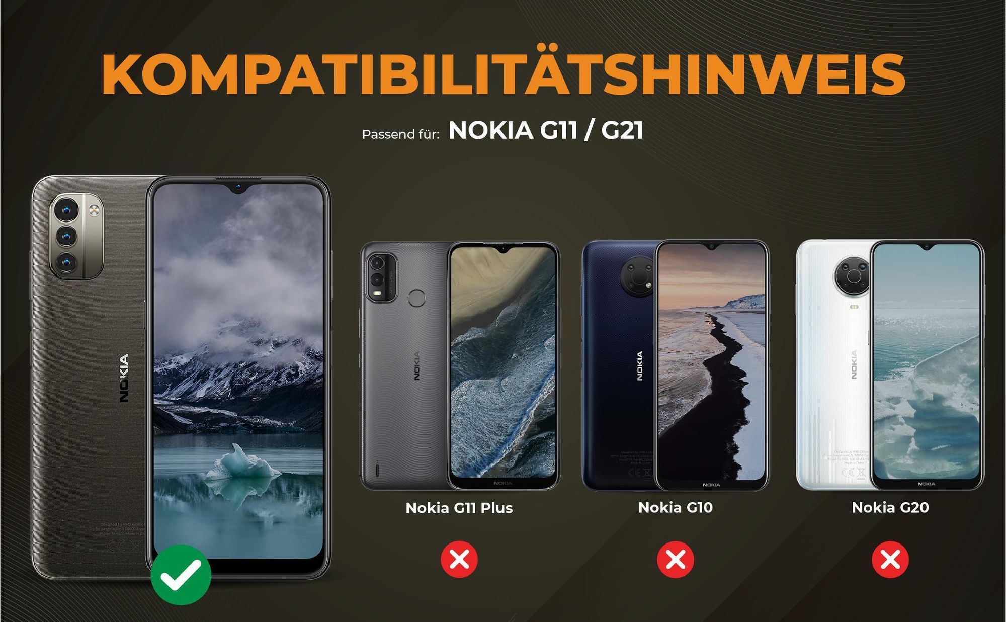 Kompatibilitätshinweise Hülle für Nokia G11 / G21