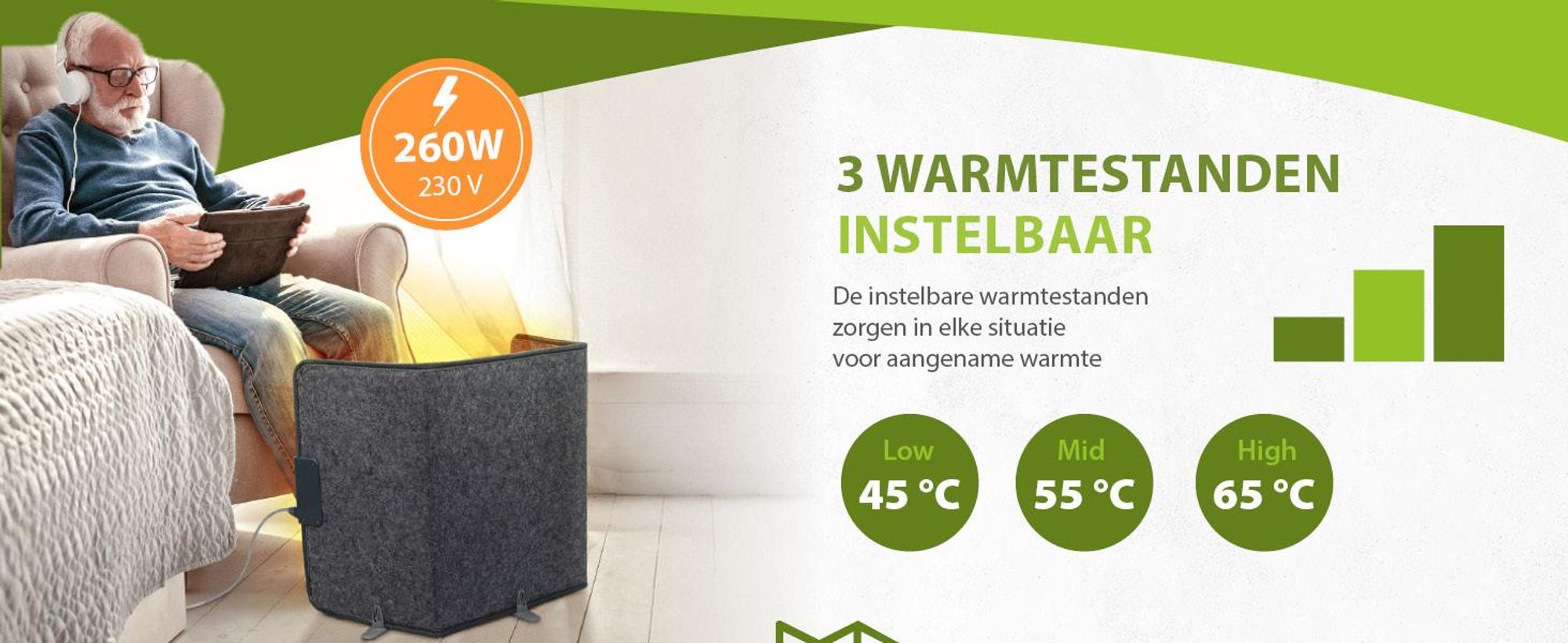 Mi-Heat Infrarood verwarming voor onder bureau 51x100cm MI-FH-51100 grijs