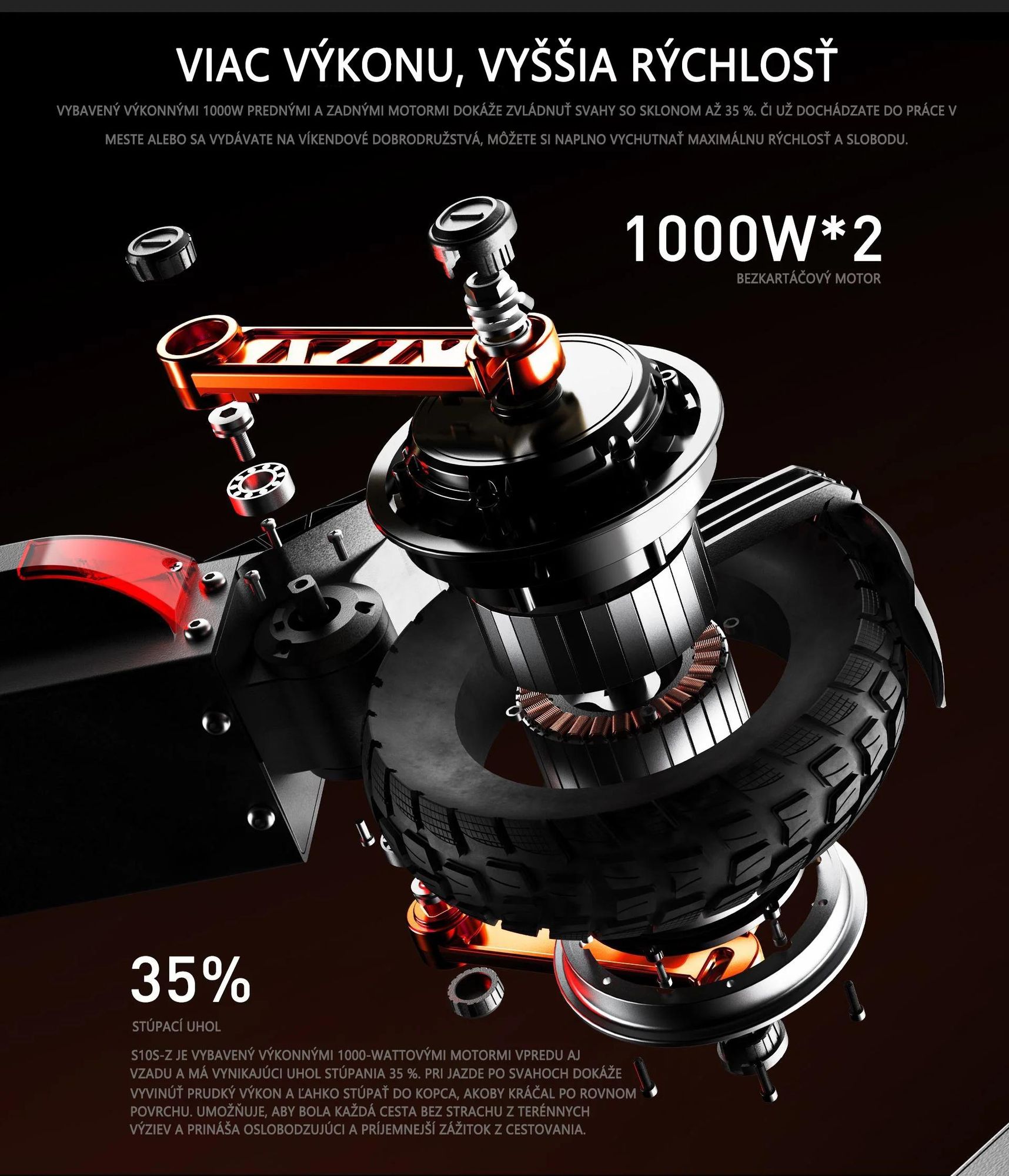 JOYOR S10-S-Z 2025 Elektrická Kolobežka - Motor 1000W*2 60V18AH Skladacia Bezpečnostné Svetlá Farebný Displej - Čierna
