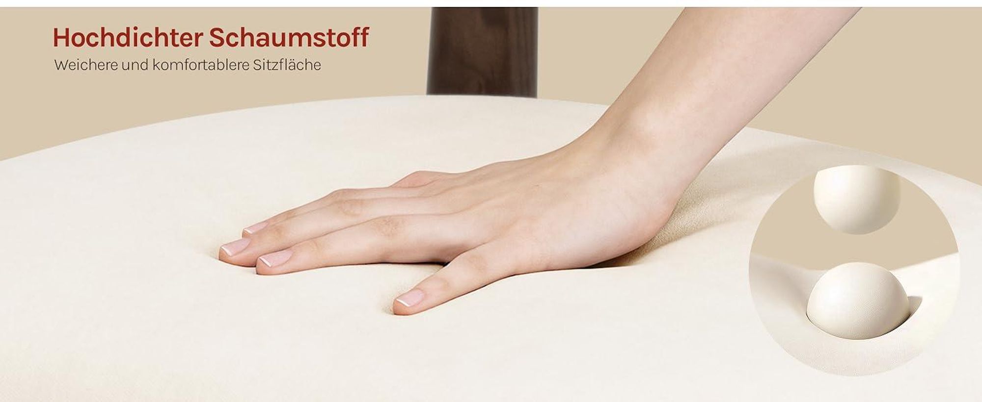 WOLTU Esszimmerstühle, Moderne gepolsterte Stühle mit Fester Rückenlehne, Beige
