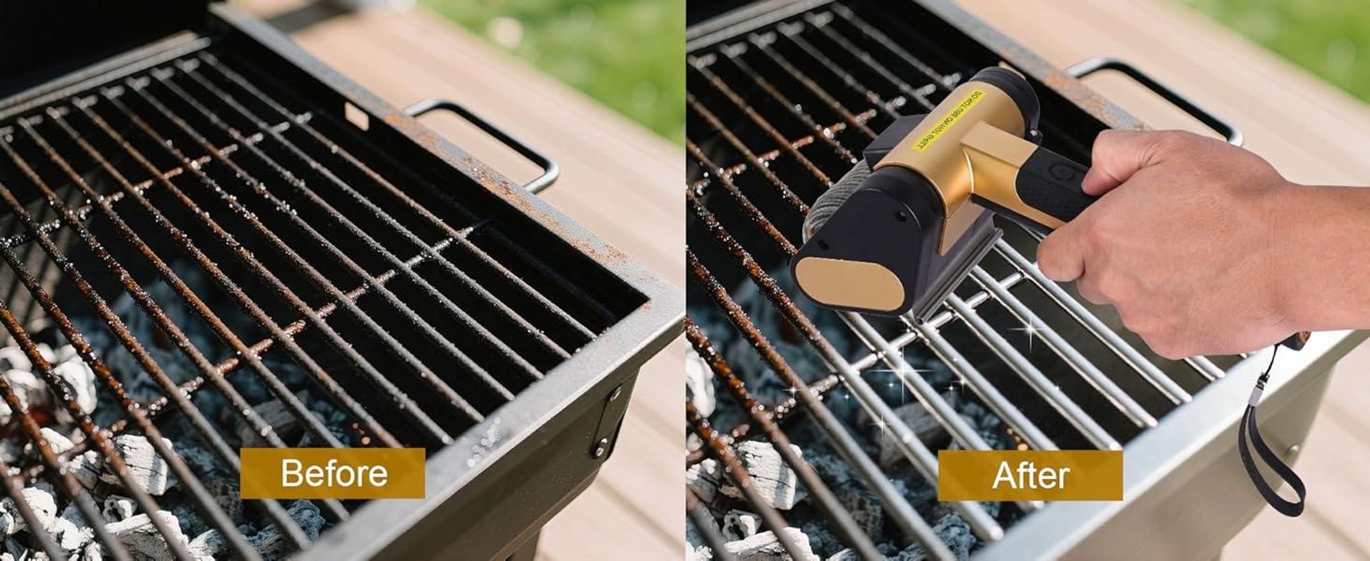 Elektrischer Grillreiniger Borstenfrei - 350RPM Kabellose BBQ Grillbürste mit Edelstahl Walze, LED-Licht, 4000mAh Reinigungsbürste für Holzkohlegrills