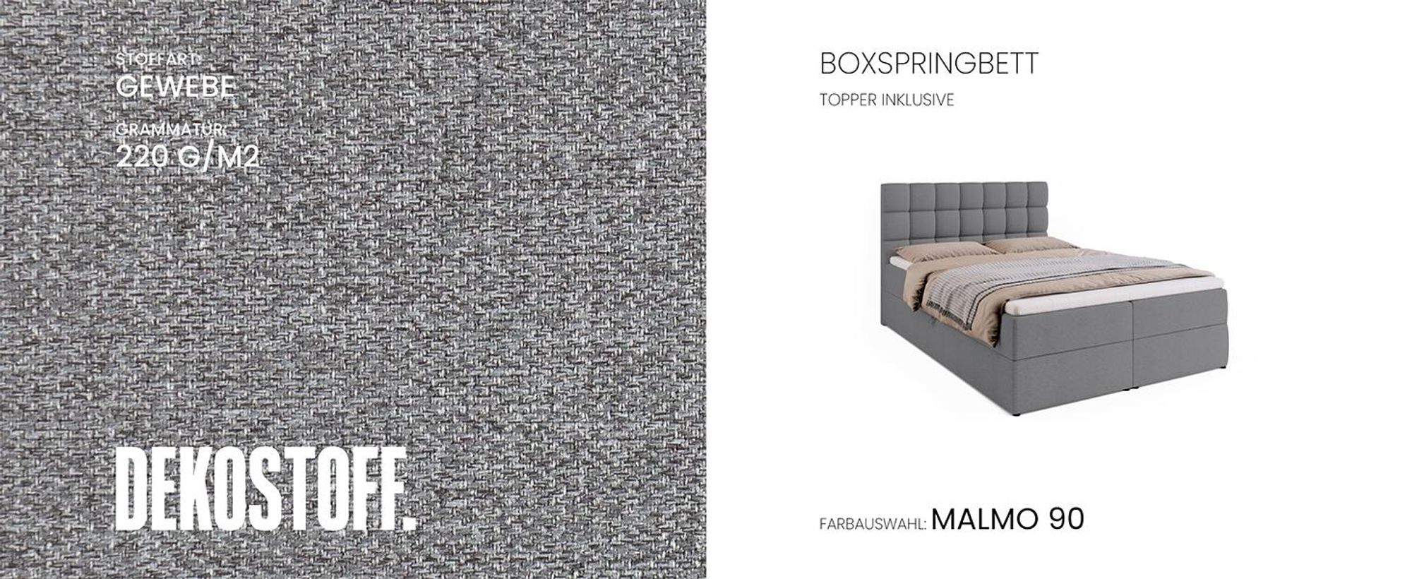 BroMARKT Boxspringbett DAKOTA mit 2 Bettkasten, Bonell-Matratze, Polsterbett, Bett (Grau, Inari 91, 140 x 200 cm)