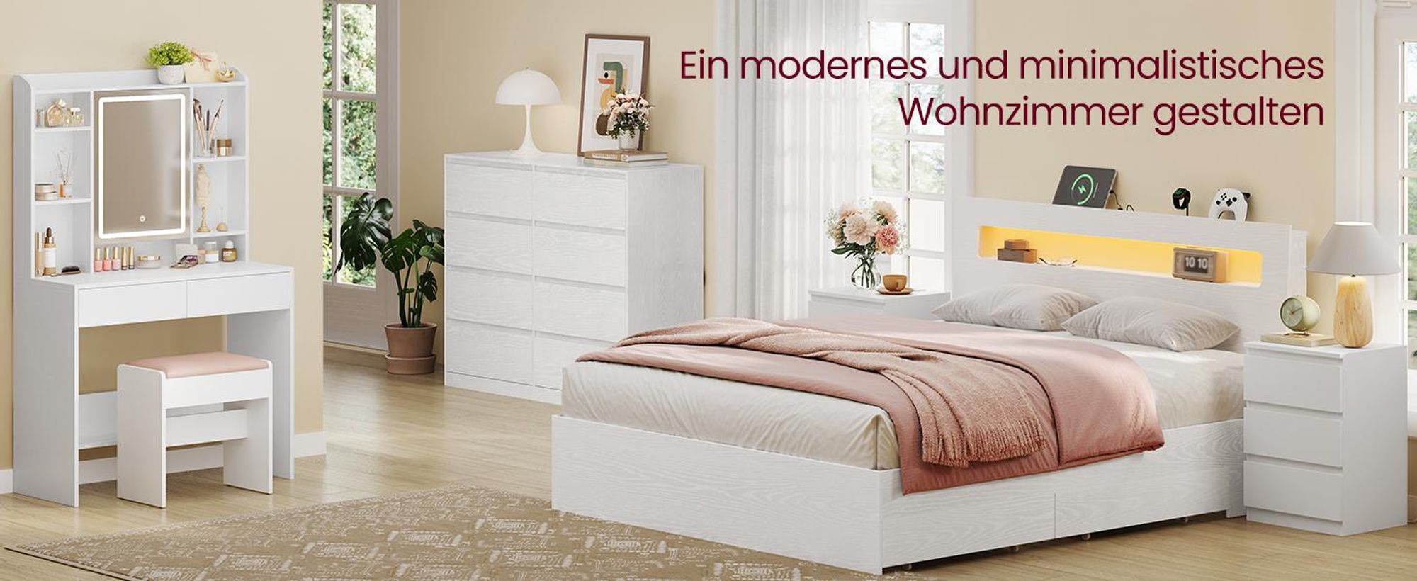 VASAGLE Kommode mit 8 Schubladen, Kommodenschrank, Schubladenschrank, Wäschekommode, für Schlafzimmer, 40 x 119,4 x 97,5 cm, Modern KAILYN Kollektion