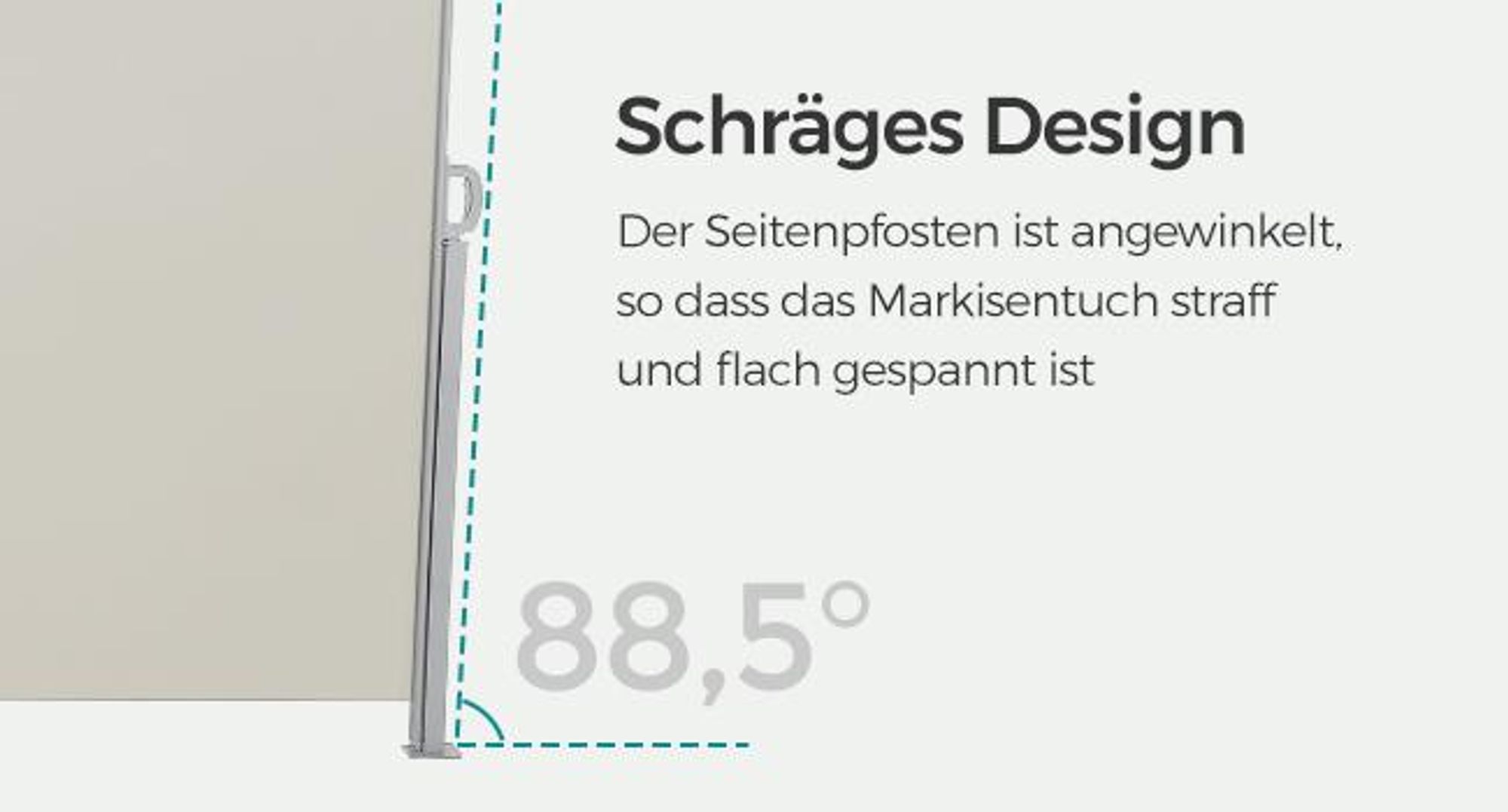 SONGMICS Alu Seitenmarkise 200 x 400 cm 280 g/m² ausziehbar Sichtschutz, Sonnenschutz für Balkon & Terrasse Beige GSA204E01