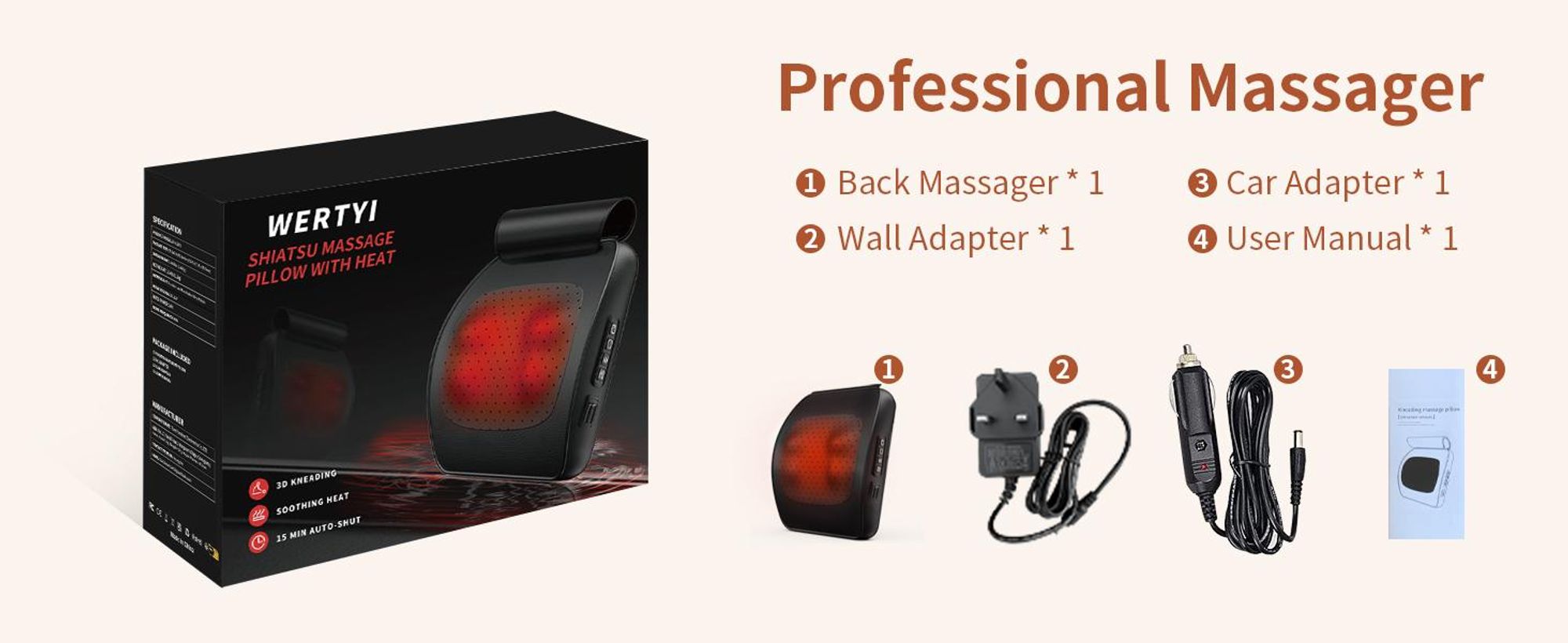 3D Shiatsu Nacken & Rücken Massagegerät mit Wärme gegen Schmerzen (Nacken, Taille, Beine) – Perfecktes Geschenk für Frauen & Männer