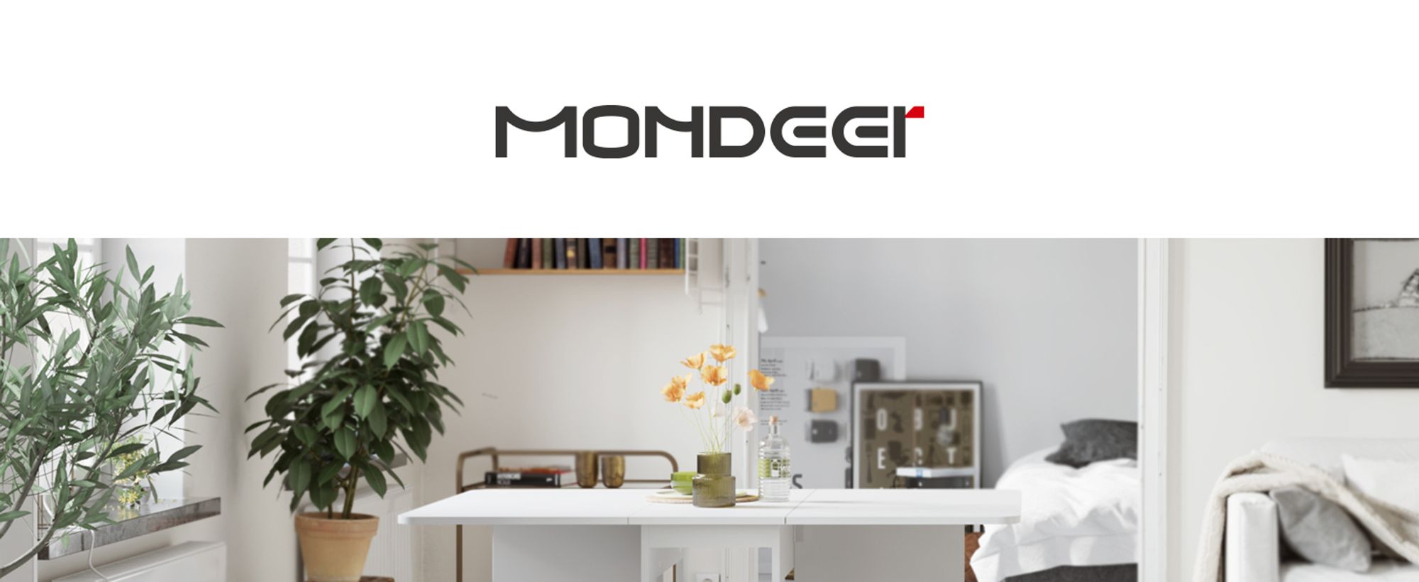Mondeer Esstisch mit 4 Hockern Platzsparend (120x80→33x80cm), Rollbar mit Bremsen, 3-in-1 Funktion & Schnell Aufgebaut Weiß