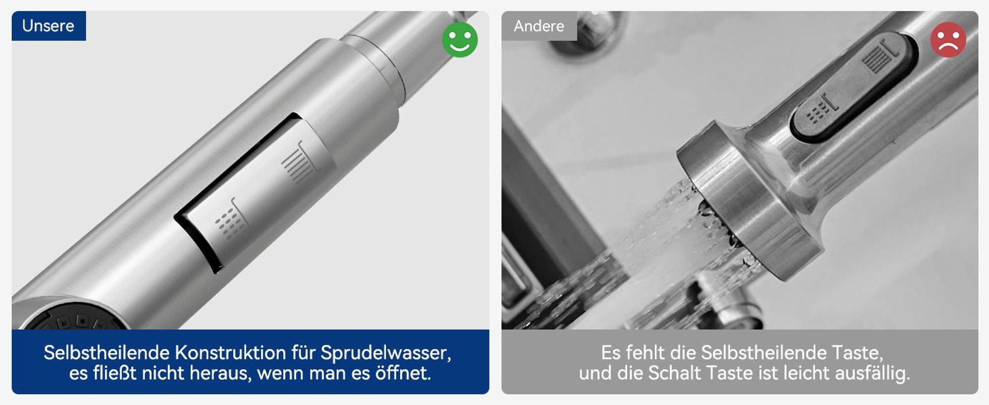 Wasserhahn Küche Ausziehbar L-Form, 2 Strahlarten 360° Drehbar Spültischarmatur Gebürstet, Einhandmischer 304 Edelstahl Küchenarmatur Cecipa, DVGW