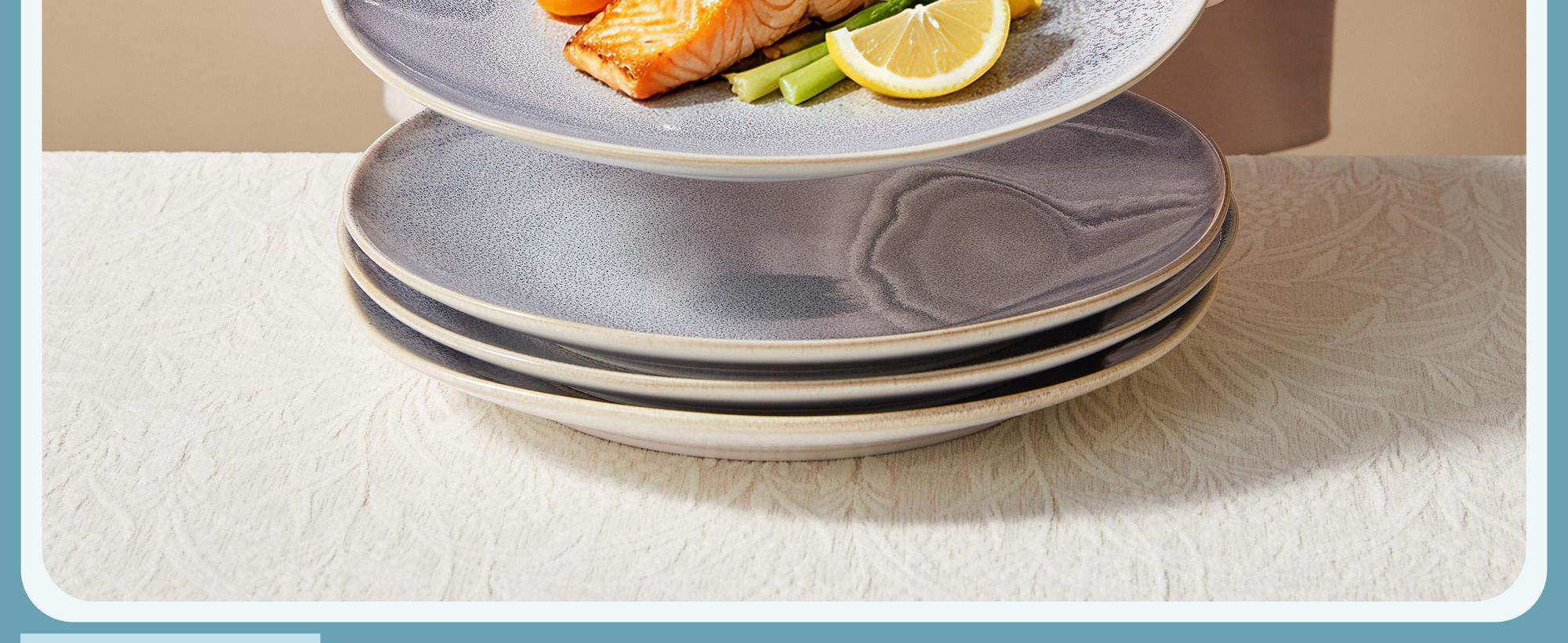 Teller Set 4-teiliges Keramik Ø27,7cm – Essteller, Pasta- & Dessertteller für 4 Personen – Reactive Glaze Oberfläche, mikrowellen- & spülmaschinenfest