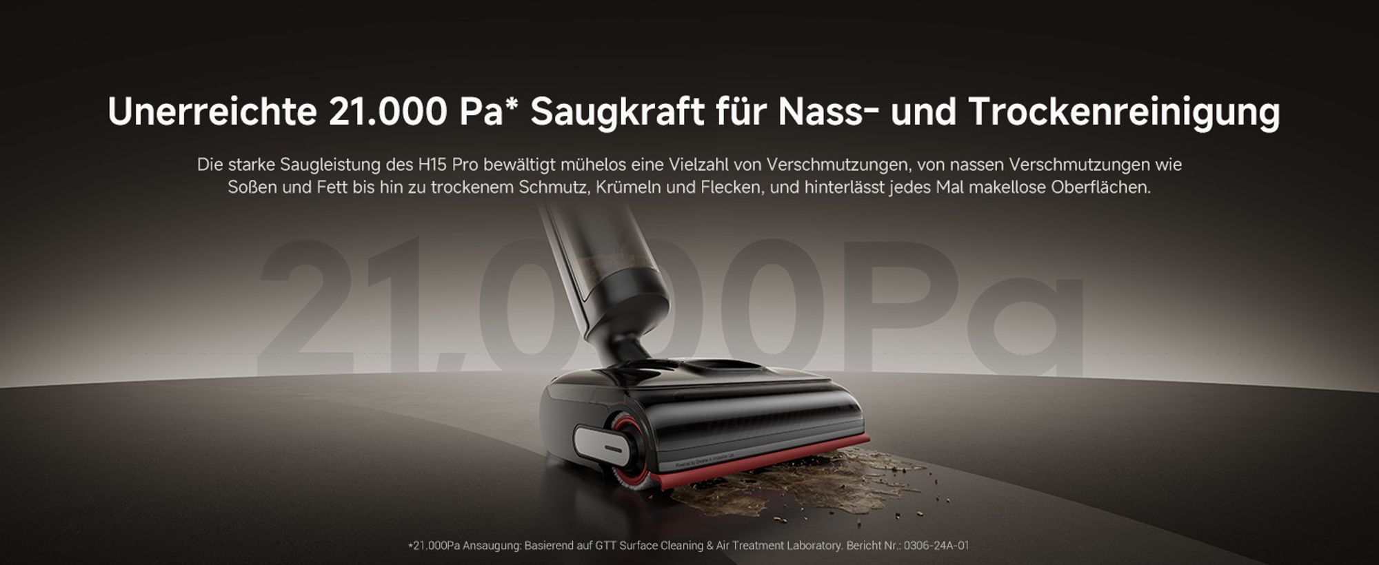 DREAME H15 Pro Nass- und Trockensauger, GapFree AI DescendReach Roboterarm, dreifache Kantenabdeckung, 21kPa Saugleistung, 0 Tangle, 180° Lie-Flat