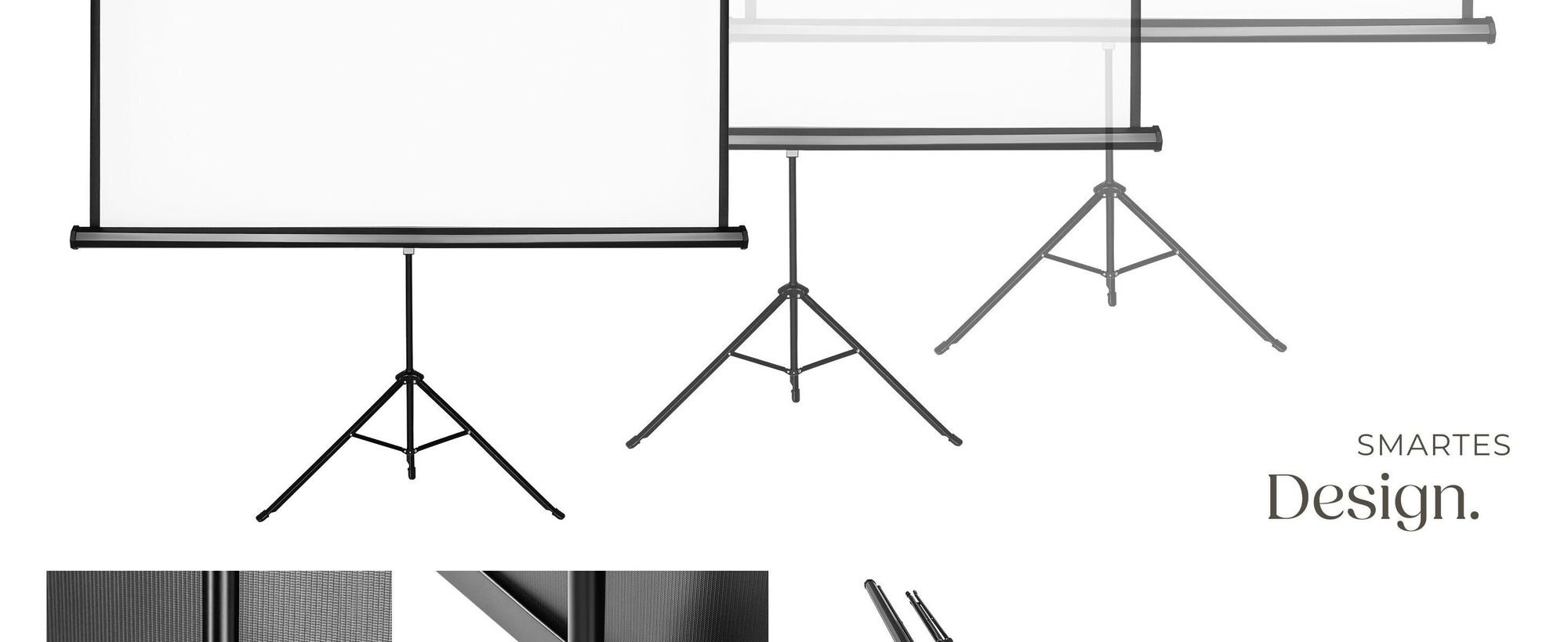 tectake® Beamer-Leinwand ausziehbar Doppelschicht-Gewebetuch, faltenfrei