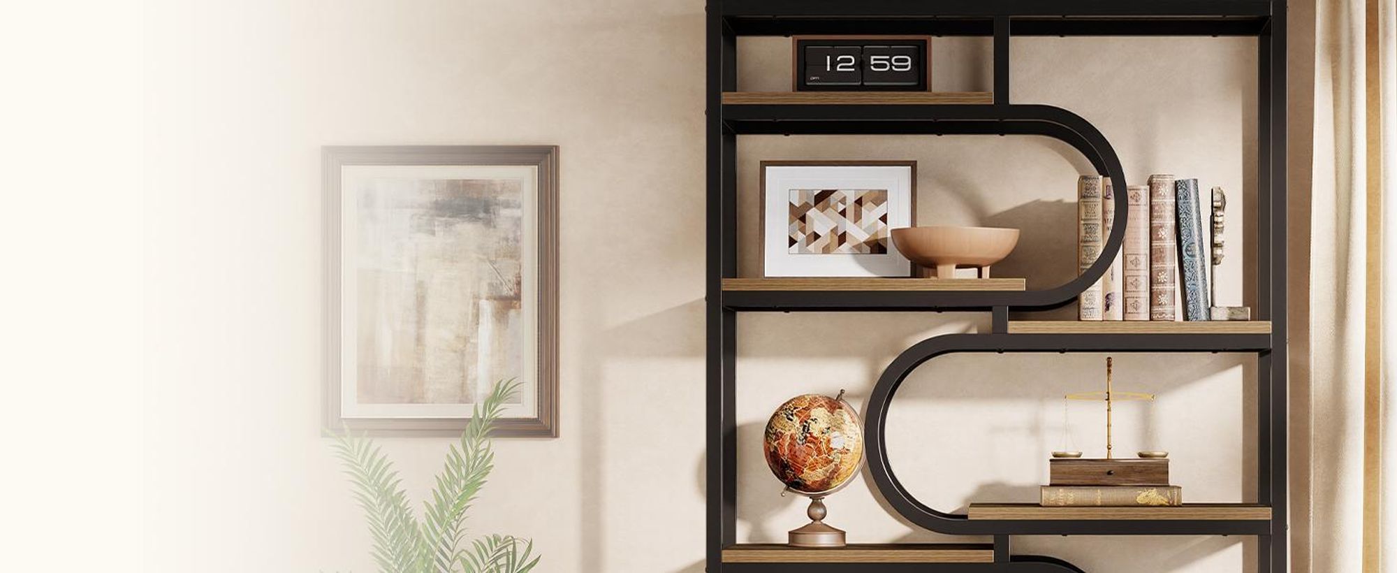 Tribesigns 5-stöckiges Industrie-Bücherregal, 177 cm hohes Etagere-Bücherregal mit robustem Metallrahmen, freistehendes Regal, Home Office, Wohnzimmer