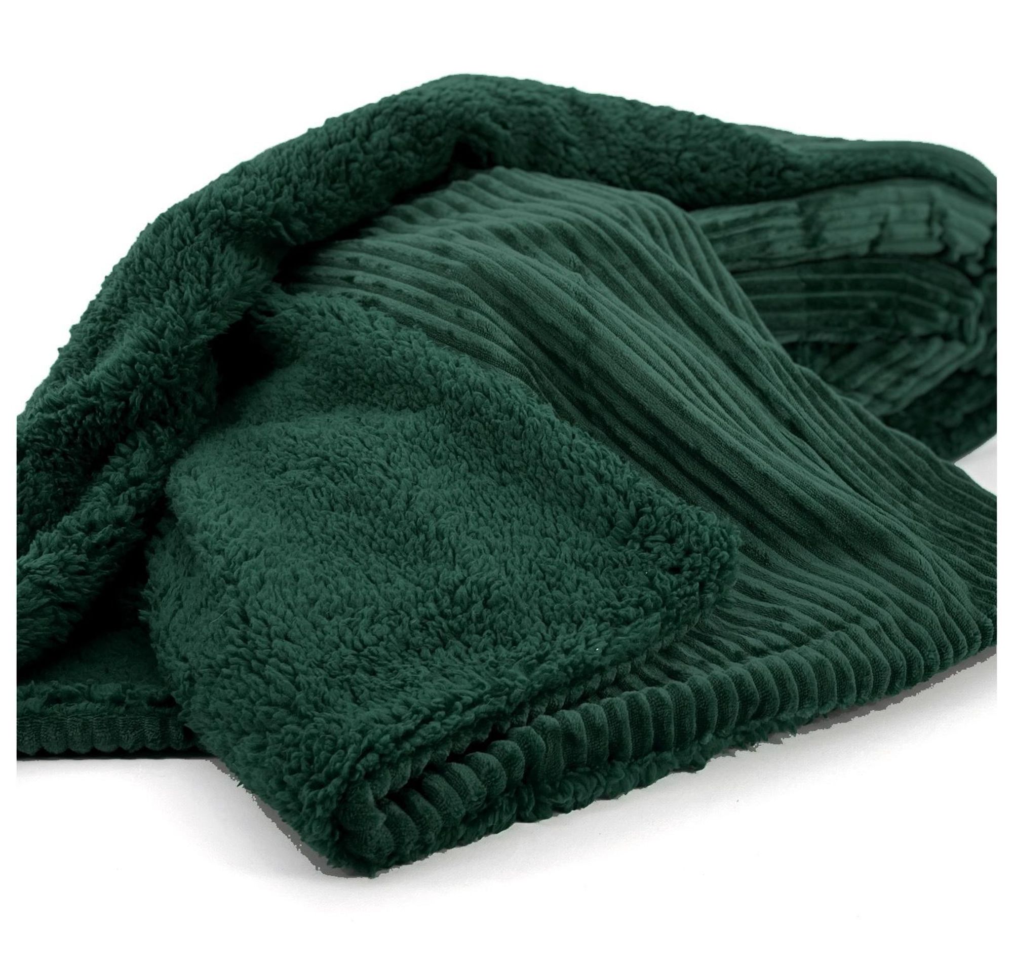 heimtexland ® super dicke Cord Kuscheldecke mit flauschigem Sherpa Fell Wohndecke 200x150 Decke Typ767 Bordeaux