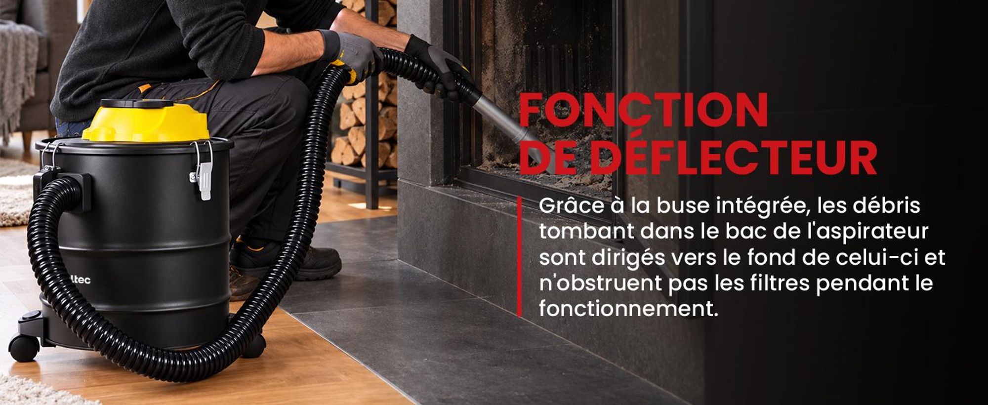 Aspirateur industriel MalTec ML1800-ASH Aspirateur industriel Aspirateur à cendres Aspirateur de cheminée 1800 W, 8 litres, pour le nettoyage intérieur et extérieur, adapté aux poêles