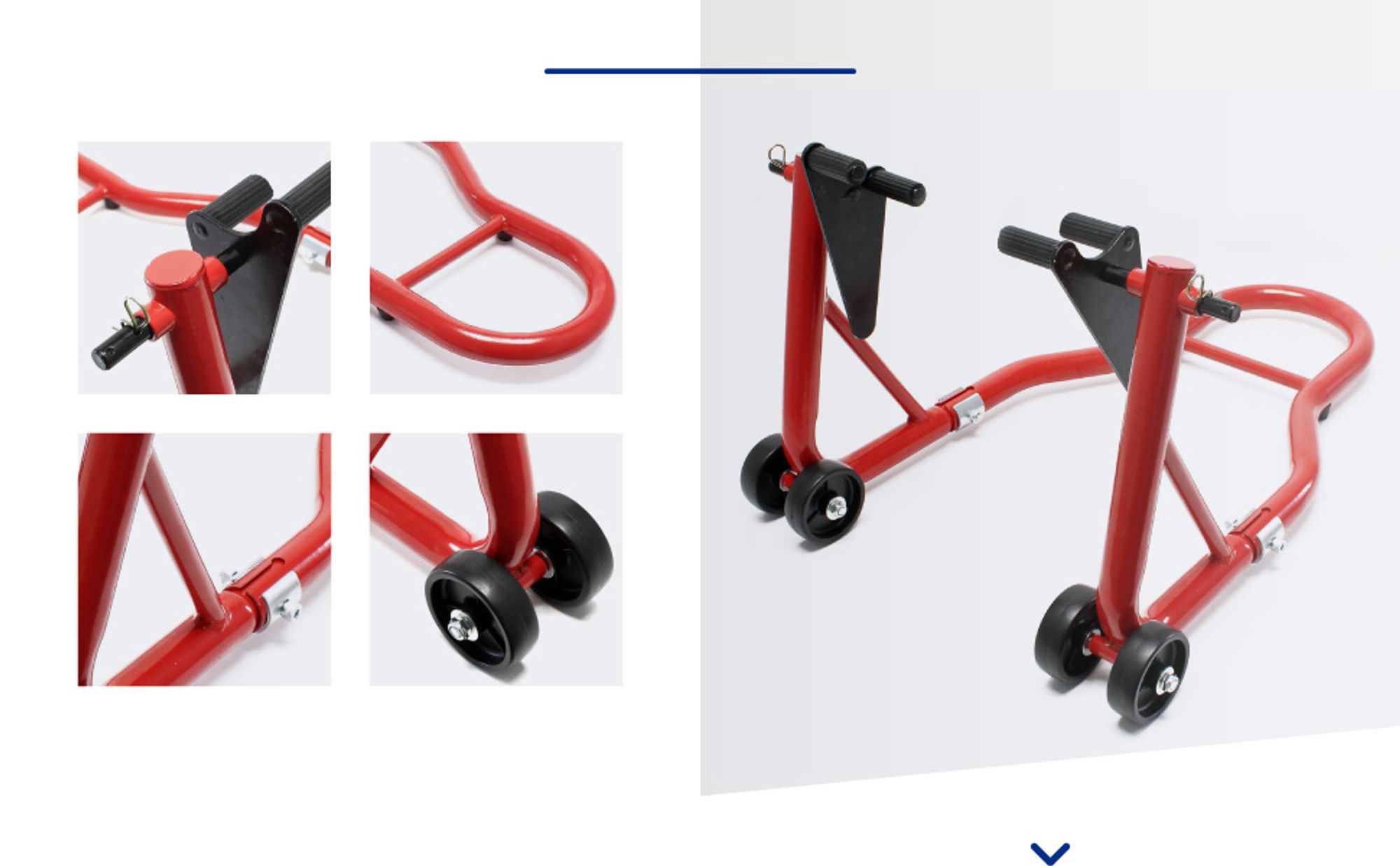 Wiltec Motorradständer vorne für 230-290 mm Reifen, 670 x 445 mm, als Montagehilfe aus Stahl für Vorderrad, Motorradheber bis 450 kg, Frontheber