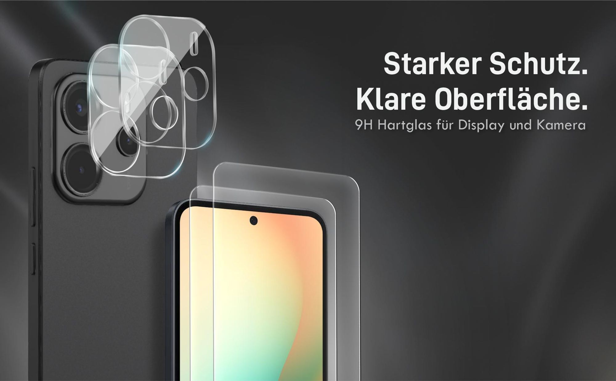 Kamera + Display Glas Set für Xiaomi Redmi Note 14 kompatibel mit allen gängigen Hüllen
