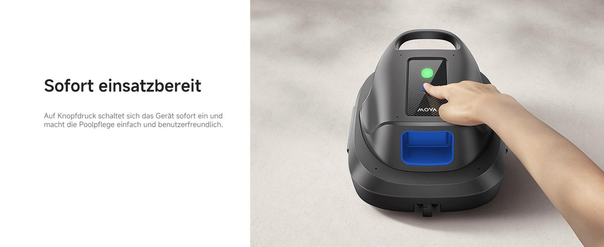 MOVA Diver R10 Poolroboter kabellos, 5700 l/h Saugleistung, 120 Min Laufzeit, automatisches Parken, für oberirdische Pools bis 80 m²