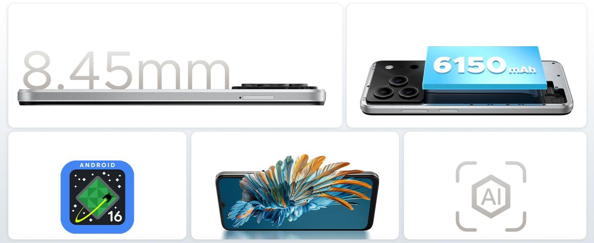 DOOGEE Note 56 – Smartfon, Android 16, ekran 6,56" 90Hz HD+, bateria 6150mAh, 24GB RAM + 64GB pamięci wewnętrznej, 4G, Dual SIM, 8MP, rozpoznawanie twarzy, OTG, bez umowy