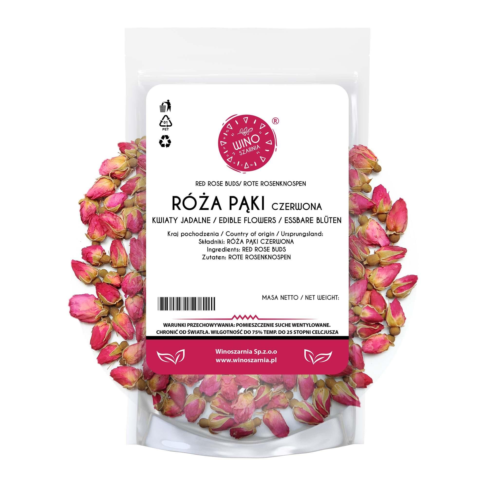 Boccioli di rosa essiccati, fiori rossi commestibili - 50 g
