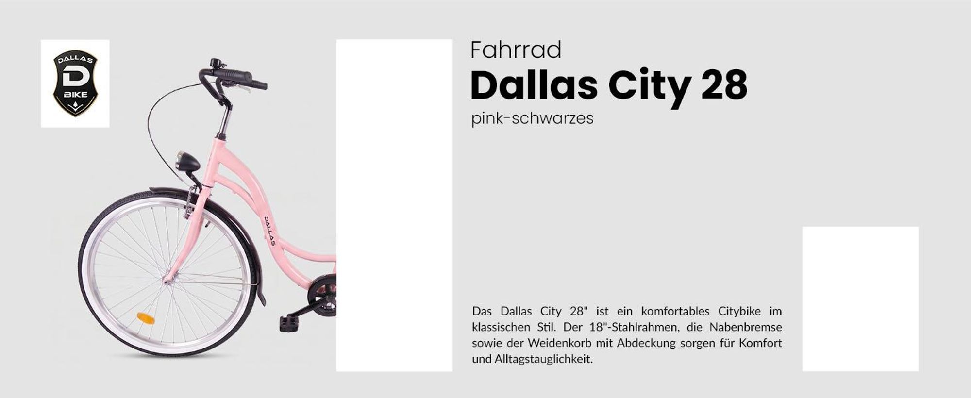 Dallas Bike Damenfahrrad 28 Zoll - Mit Weidenkorb - 1-Gang Rücktritt - Rahmen M 18" - Rosa-Schwarz