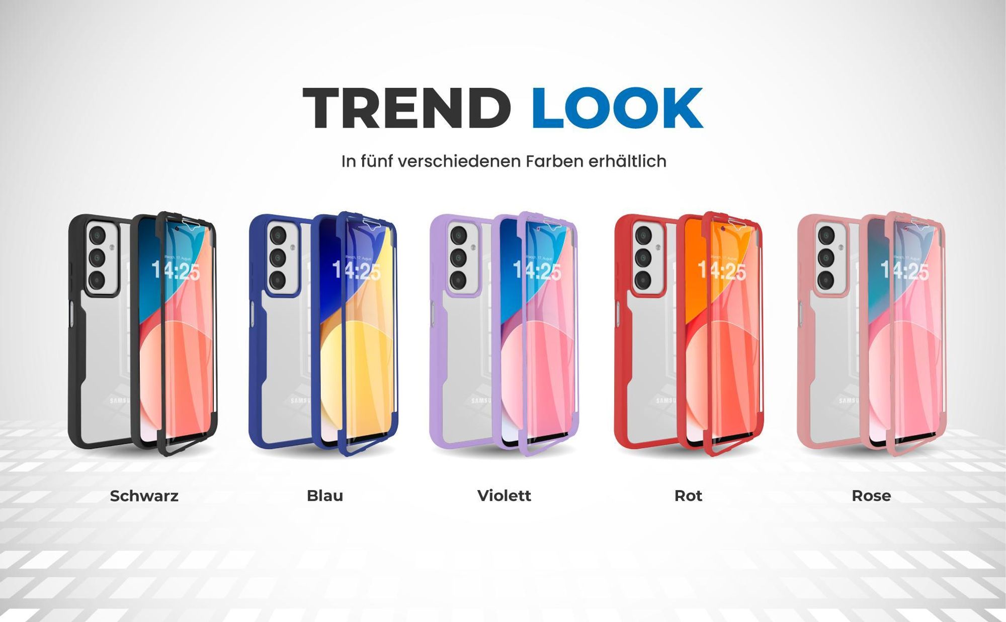 360 Grad Cover Front Back für Samsung Galaxy A17 / A17 5G in verschiedenen Farben