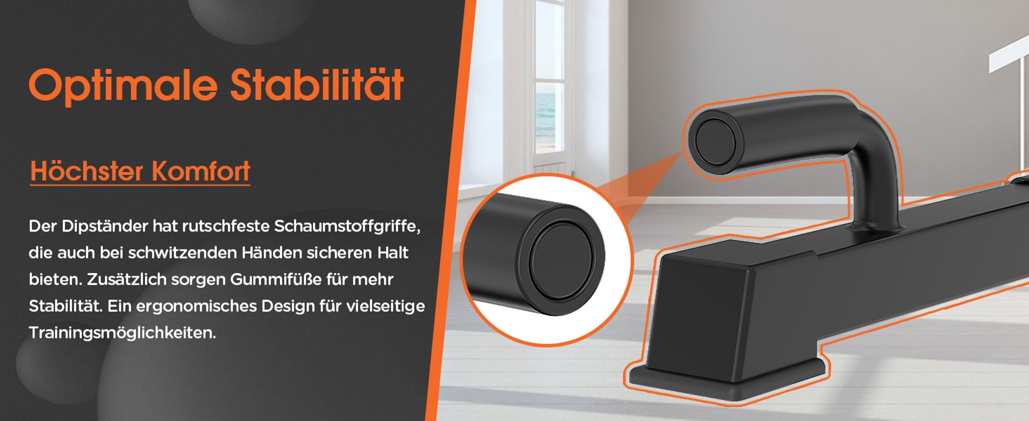 DH FitLife Dip Barren Dipständer 9-fach verstellbar (100-130cm) - Kraftstation für Zuhause, Calisthenics & Krafttraining Parallettes