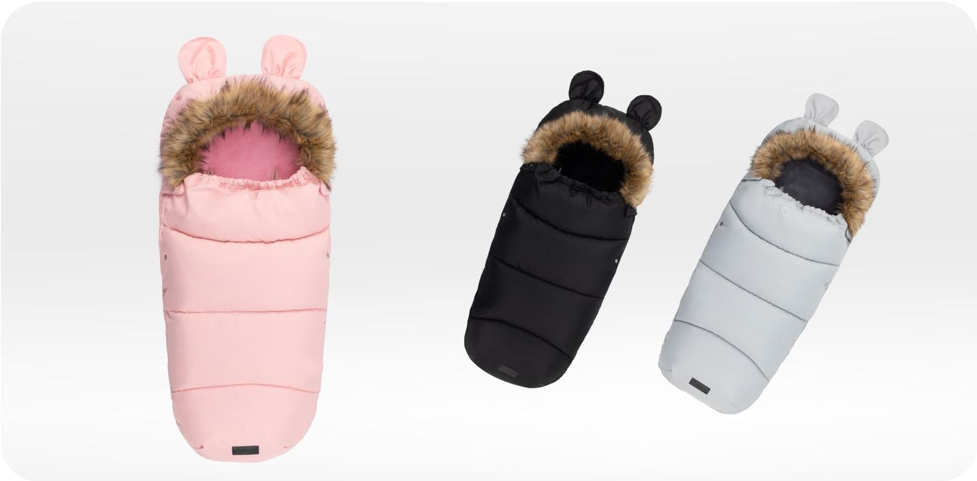MoMi COZY – Universal-Fußsack für Kinderwagen, Fleece-Innenfutter, beidseitiger Reißverschluss & Kapuze mit Ohren – Rosa