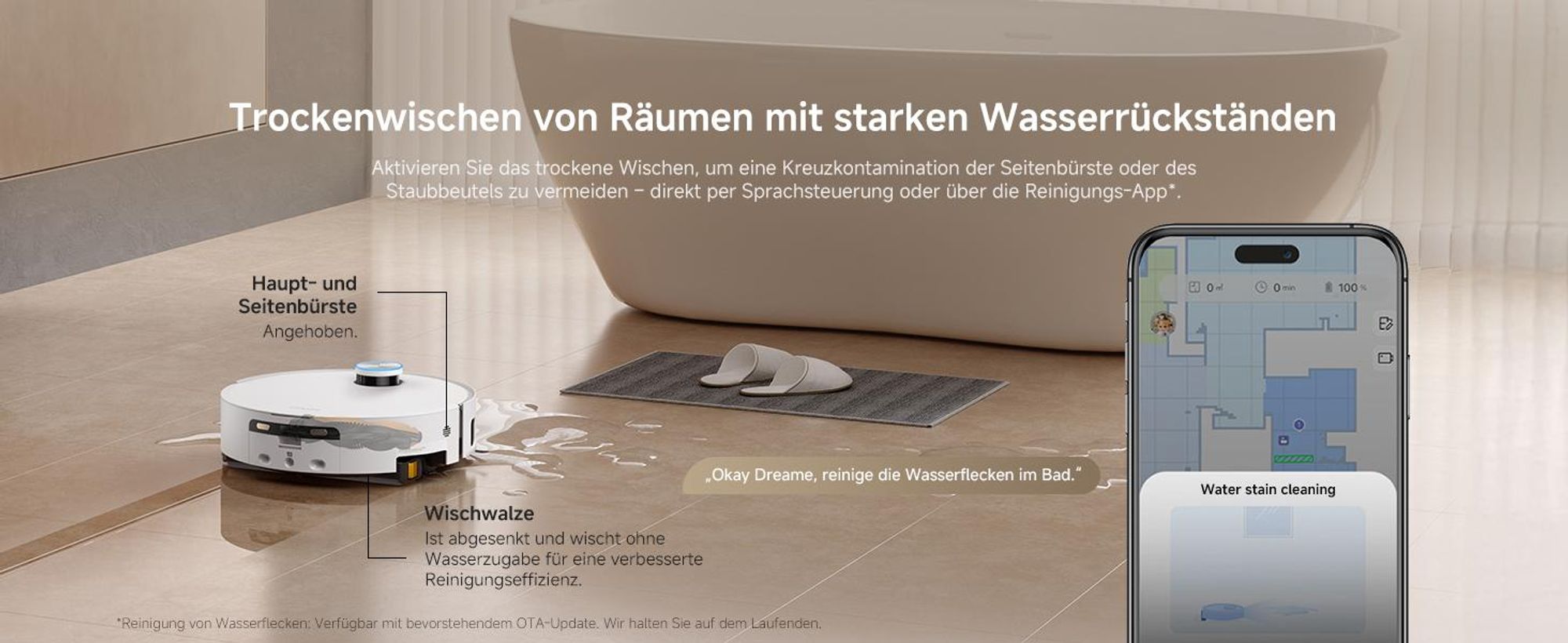 Dreame Aqua10 Ultra Track Complete Roboter Staubsauger,25KPa,100°C Wasserwäsche,Ausziehbarem Mopp,0 Tangle,KI-Navigation,All-in-One Dock,KI-Navigation