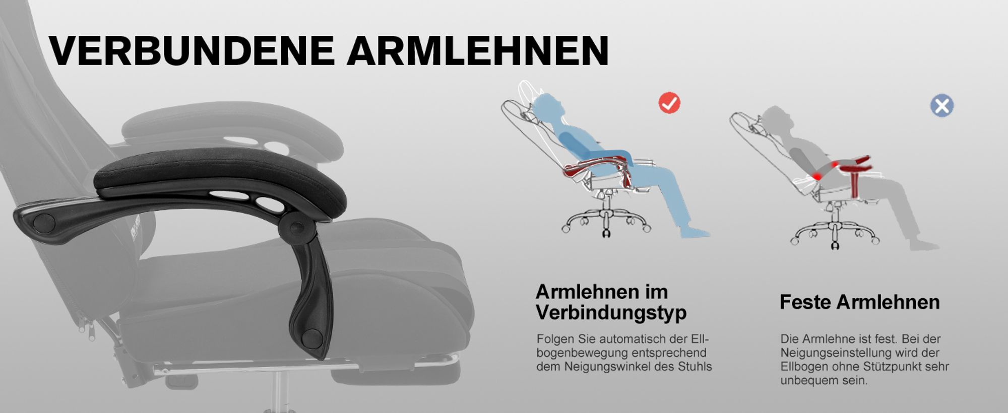 GTPLAYER Bürostuhl Gaming Stuhl Stoff Gaming Sessel Ergonomischer Gamer Stuhl mit Fußstütze, Kopfstütze Lendenkissen, Gepolstert Gaming Chair, schwarz
