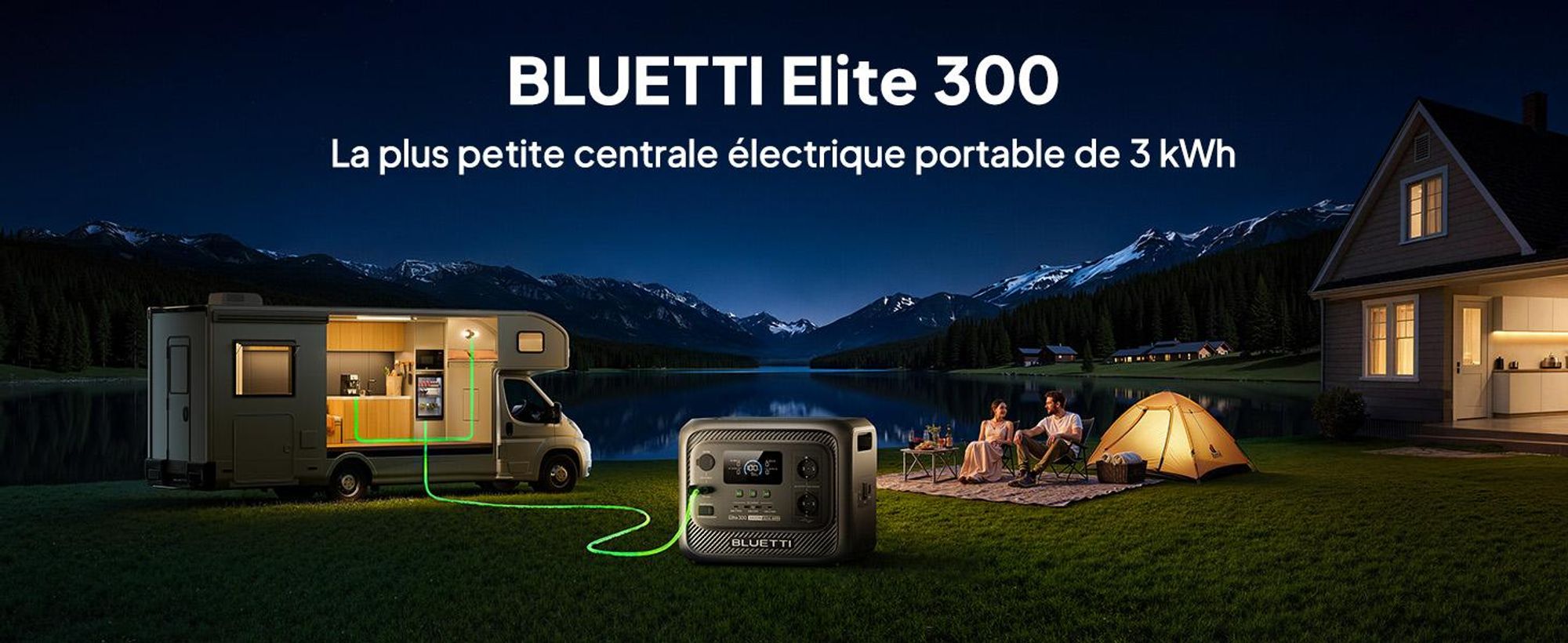 BLUETTI Elite 300 zonnegenerator met 350W zonnepaneel, 3014 Wh LiFePO4-back-up met 2400W wisselstroomuitgangen, stroomstation voor thuis en camper