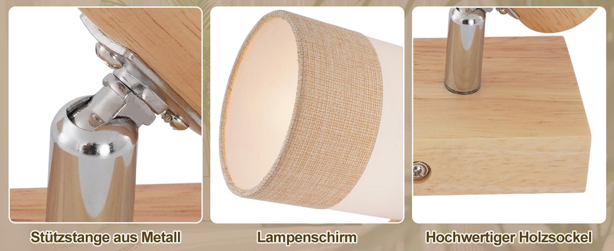 ZMH LED Deckenstrahler 1 Flammig Flurlampe,Deckenleuchte Holz ,Deckenlampe E14 Vintage ,Schwenkbar 350° Deckenspot ,Wandstrahler, Ohne Leuchtmittel