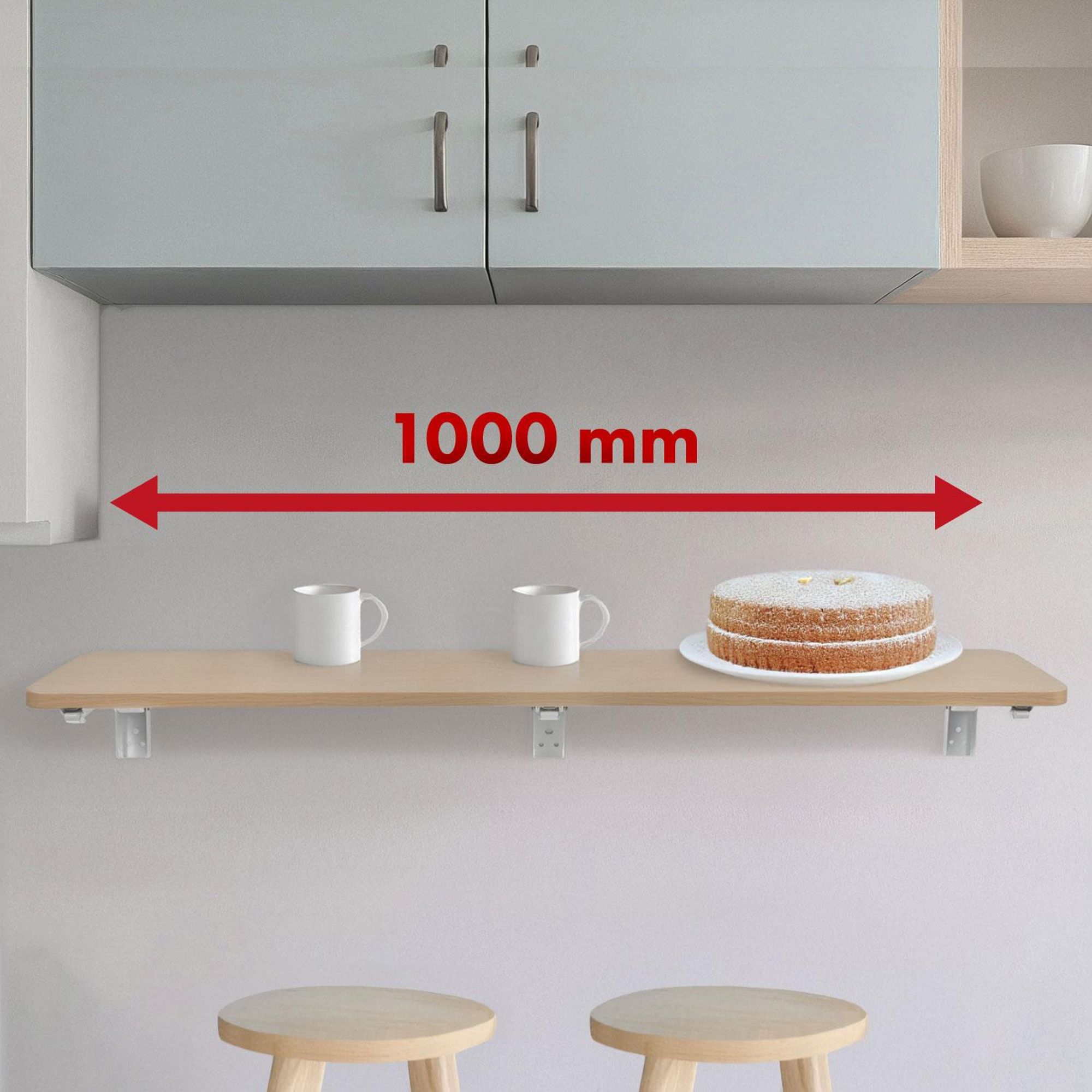 Maclean Klappbares Regal / Tischplatte helle Holzfarbe 100x40cm max. 50 kg MC-128 WD