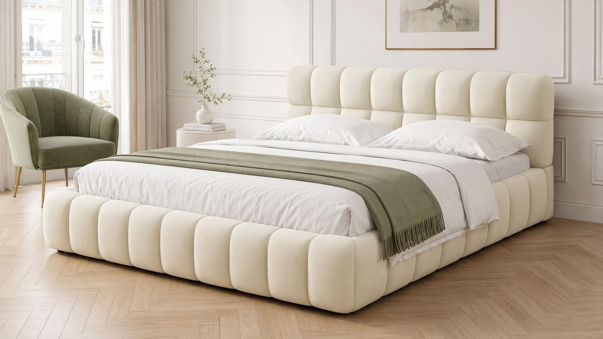 INONEFT Polsterbett 140x190 Bubble-Design mit Lattenrost