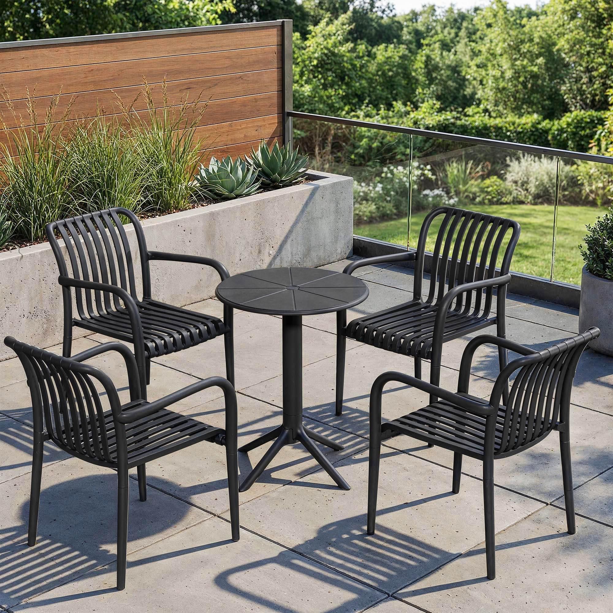 di volio Gartentisch DEGO - runder Outdoor Tisch für Balkon & Terrasse, Ø60 cm, wetterfest - schwarz