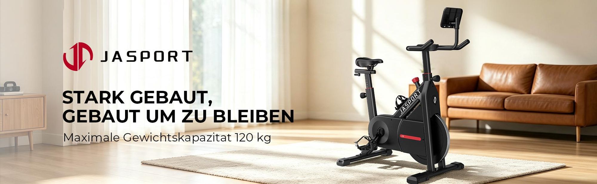 JASPORT C3 - Smart Indoor Speedbike-Magnetwiderstand-Heimtrainer Leises Kardio Fitnessbike 7,5 kg Alu-Schwungrad App mit Video-on-Demand-Trainingskurs