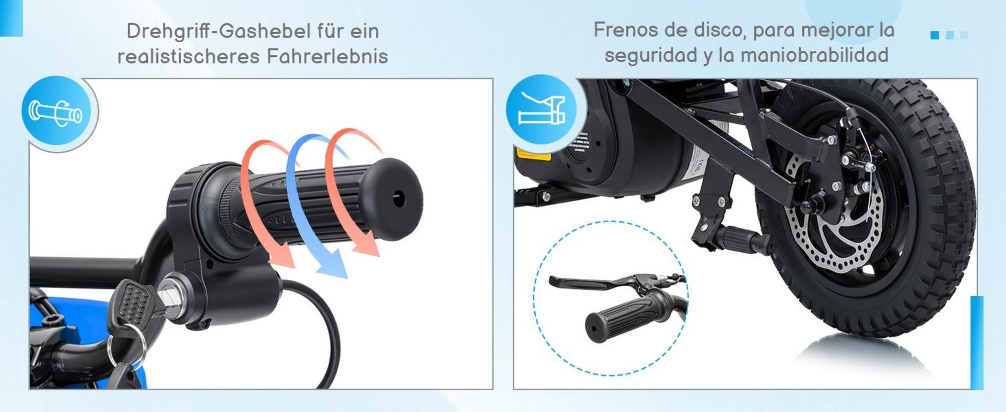 FCH Elektrisches Kindermotorrad, 24 V, 7 Ah, mit Ledersitz, Blau