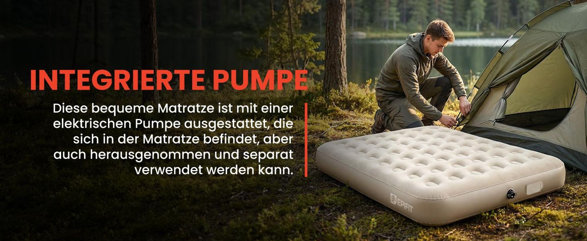Luftbett Luftmatratze fur 2 Personen selbstaufblasen mit elektrische integriert Pumpe Doppel
