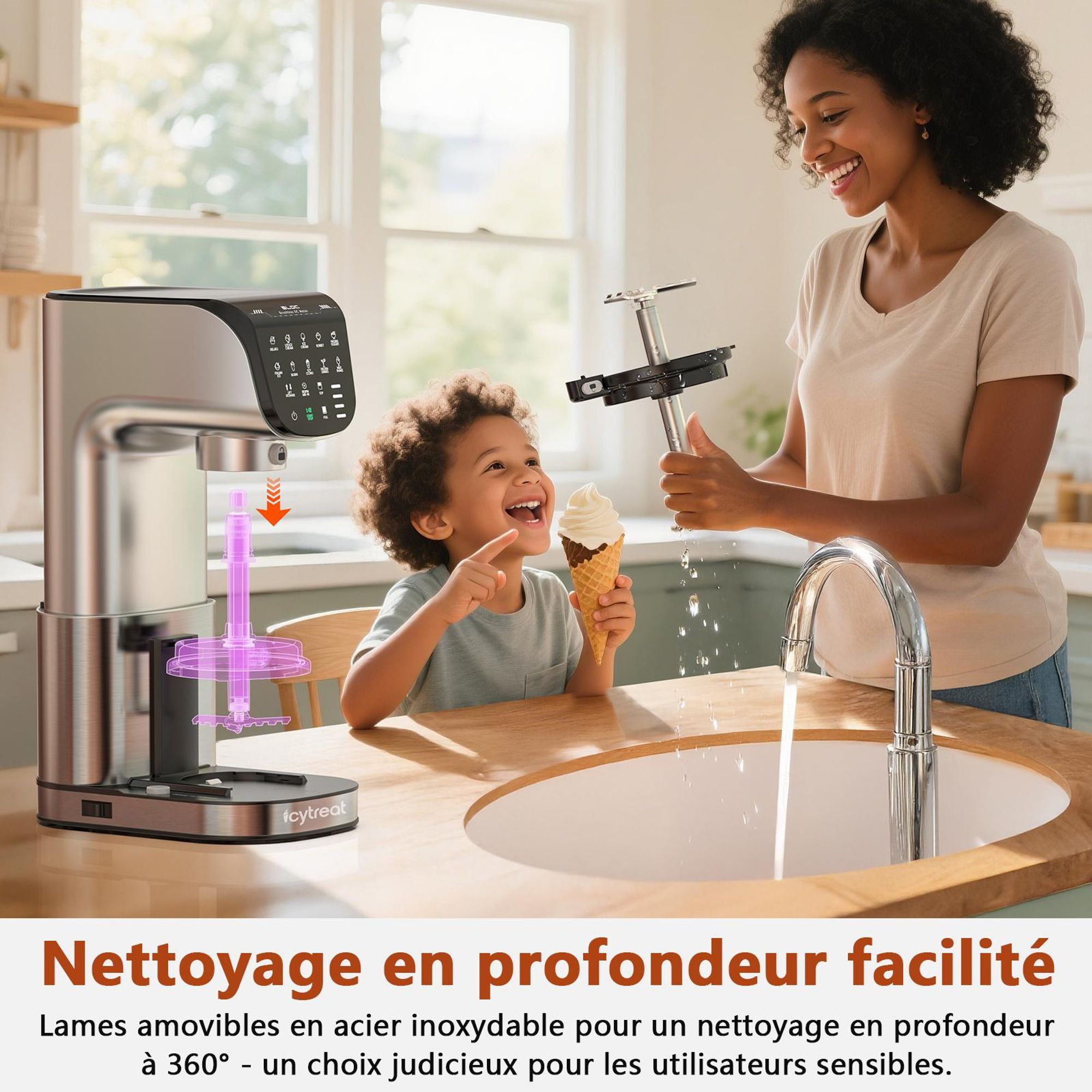 IcyTreat IC-1010 EU Sorbetière 12 en 1 - e CE Puissance 500 W Capacité 568 ml Inclus 3 récipients à glace en Tritan - Argent