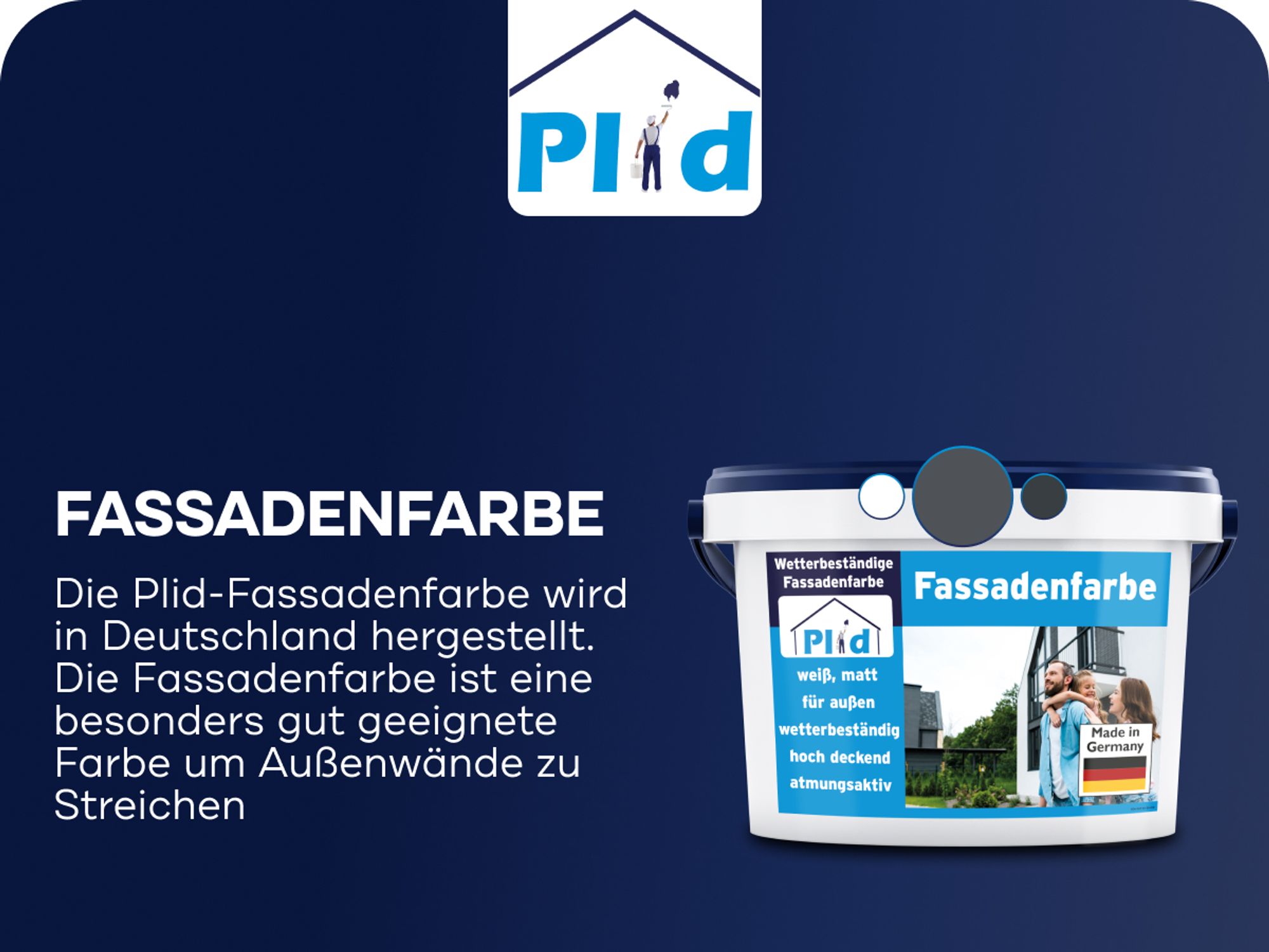 Plid Fassadenfarbe Weiß 5L , für ca. 30m² / Außenfarbe Fassaden Wetterschutz - Mauerfarbe, Hausfarbe Fassade