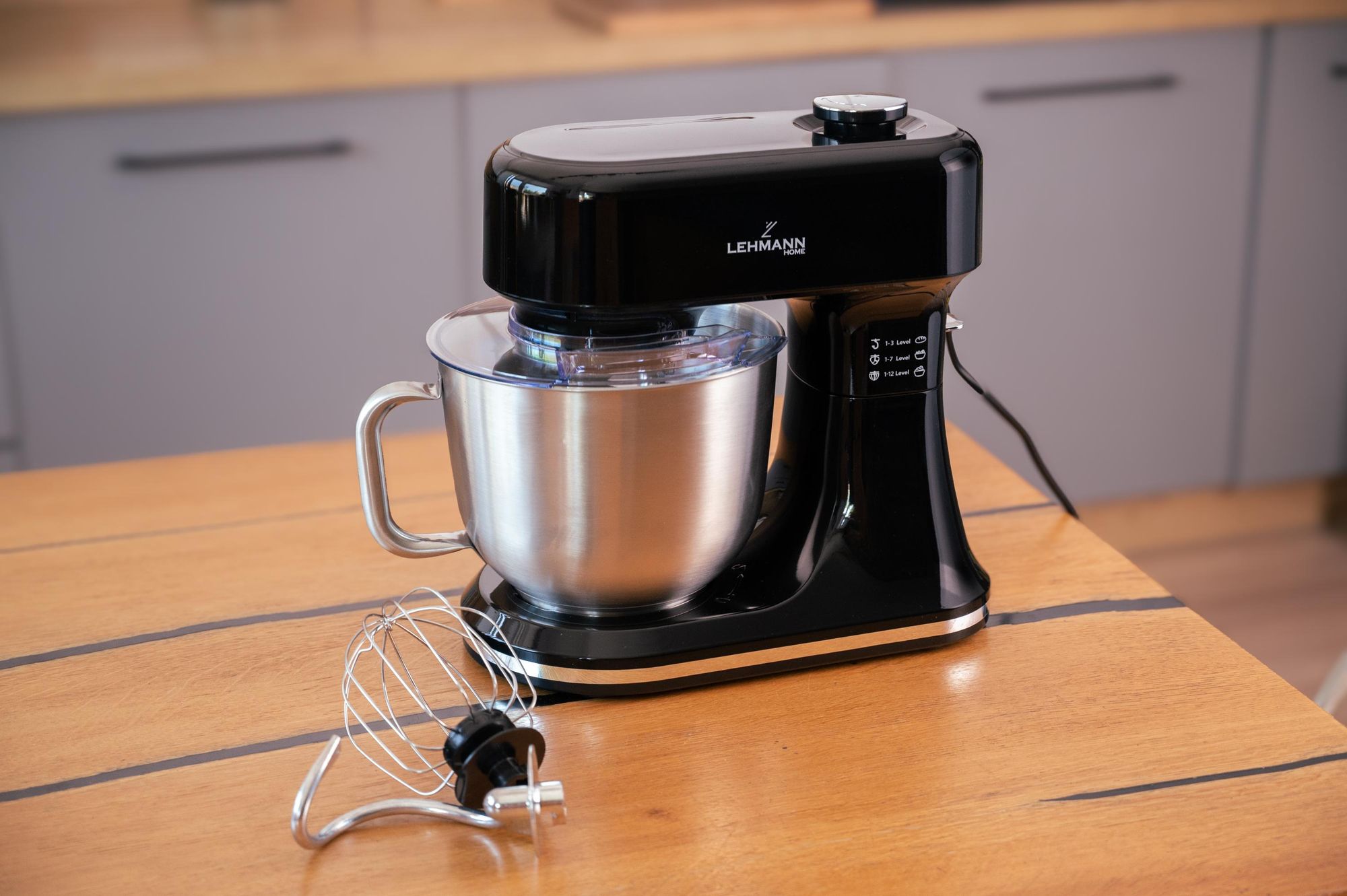 LEHMANN Robot Pâtissier avec Écran, Fonction Fermentation, Balance Intégrée, Bol 5L, 1500W, Noir