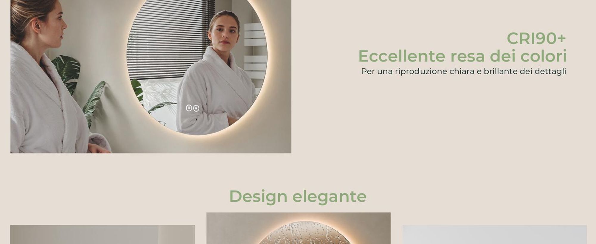 S'AFIELINA Specchio da bagno a LED specchio rotondo da parete con interruttore a sfioramento, 3 luci 3000/4000/6500K 80 cm
