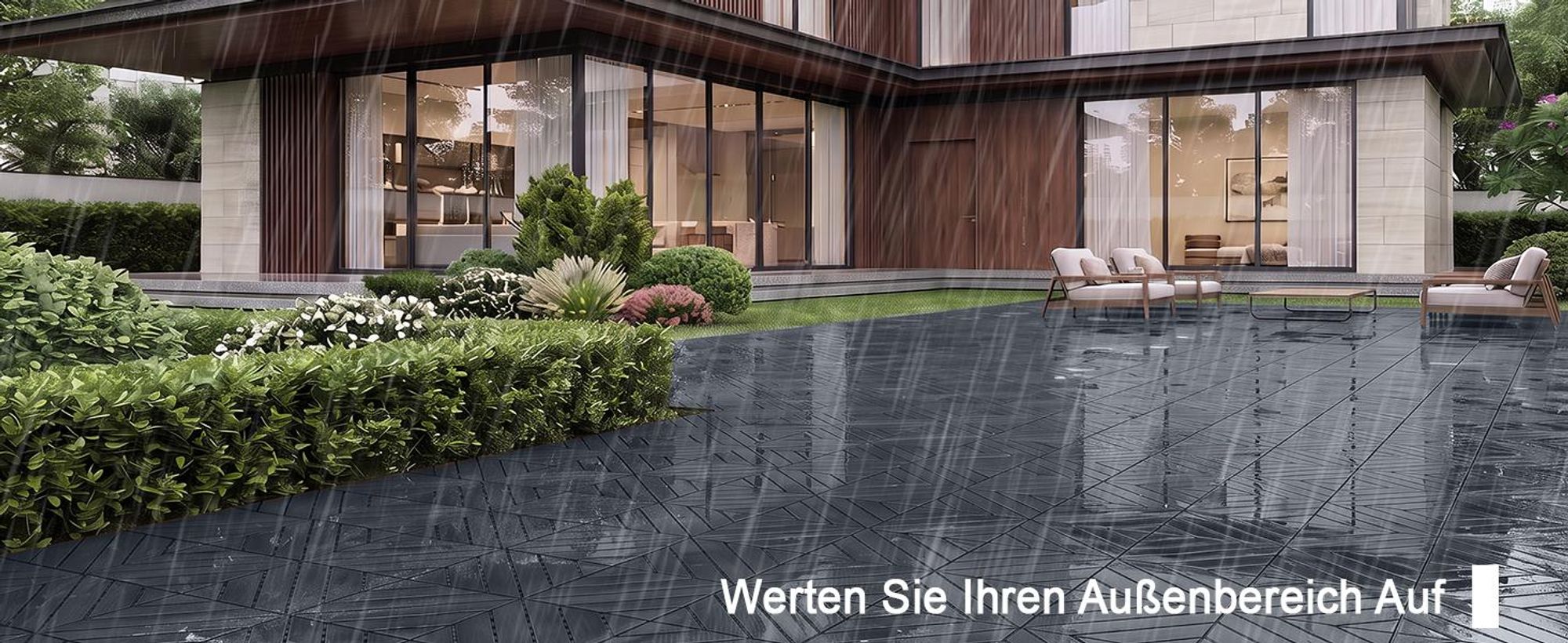 55 Stück Terrassenfliesen Stecksystem Klickfliesen Dielen für Terrasse Garten Balkon Pool[Grau - Schräge Streifen]